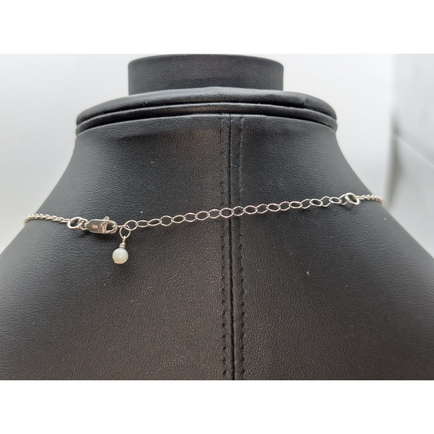 925 Sterling Silver Mother of Pearl Bead Chain 16"-19" Necklace
