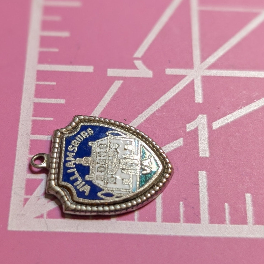 Vintage Sterling Silver Enamel Shield Colonial Williamsburg VA Charm