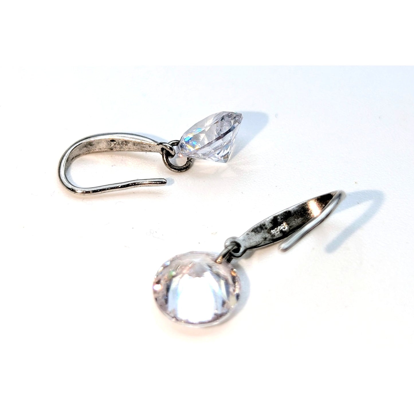 925 Sterling Silver Approx. 9mm CZ Dangle Earrings