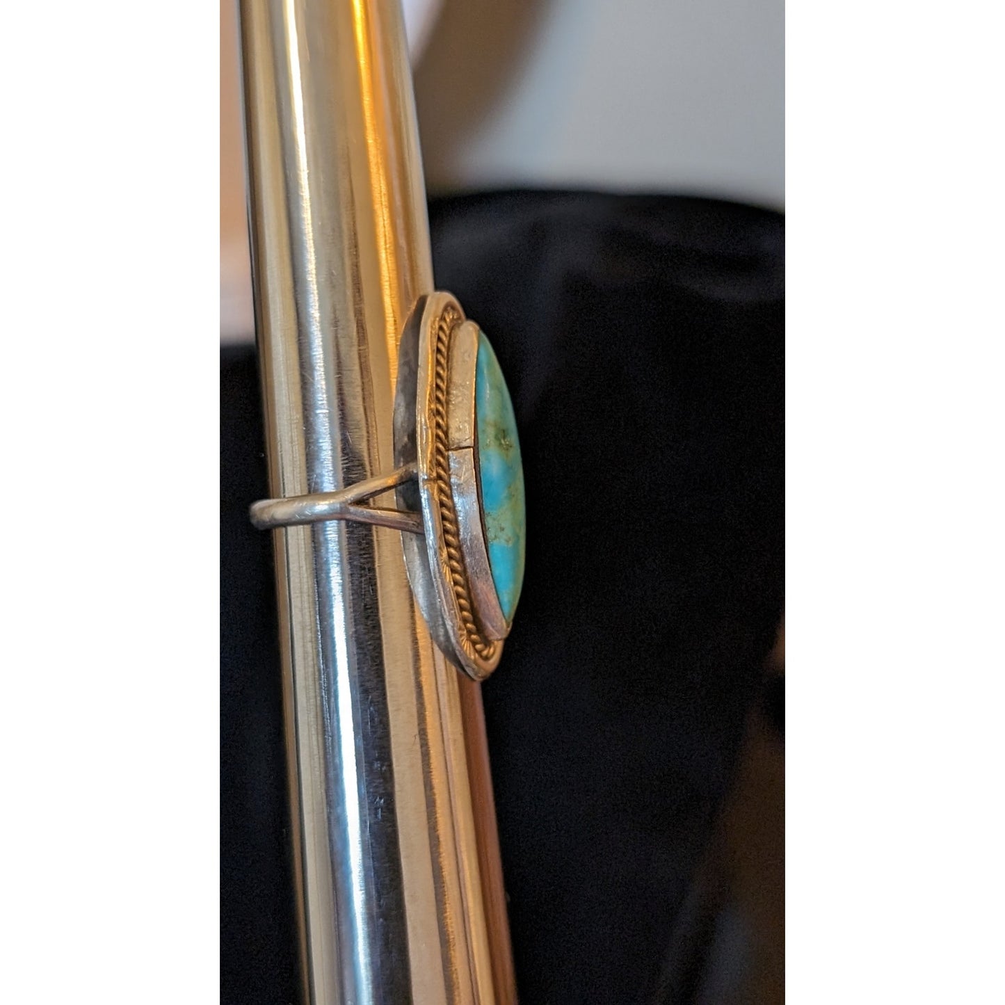 Vintage Navajo Elongated Turquoise Ring Size 6.5 Native American