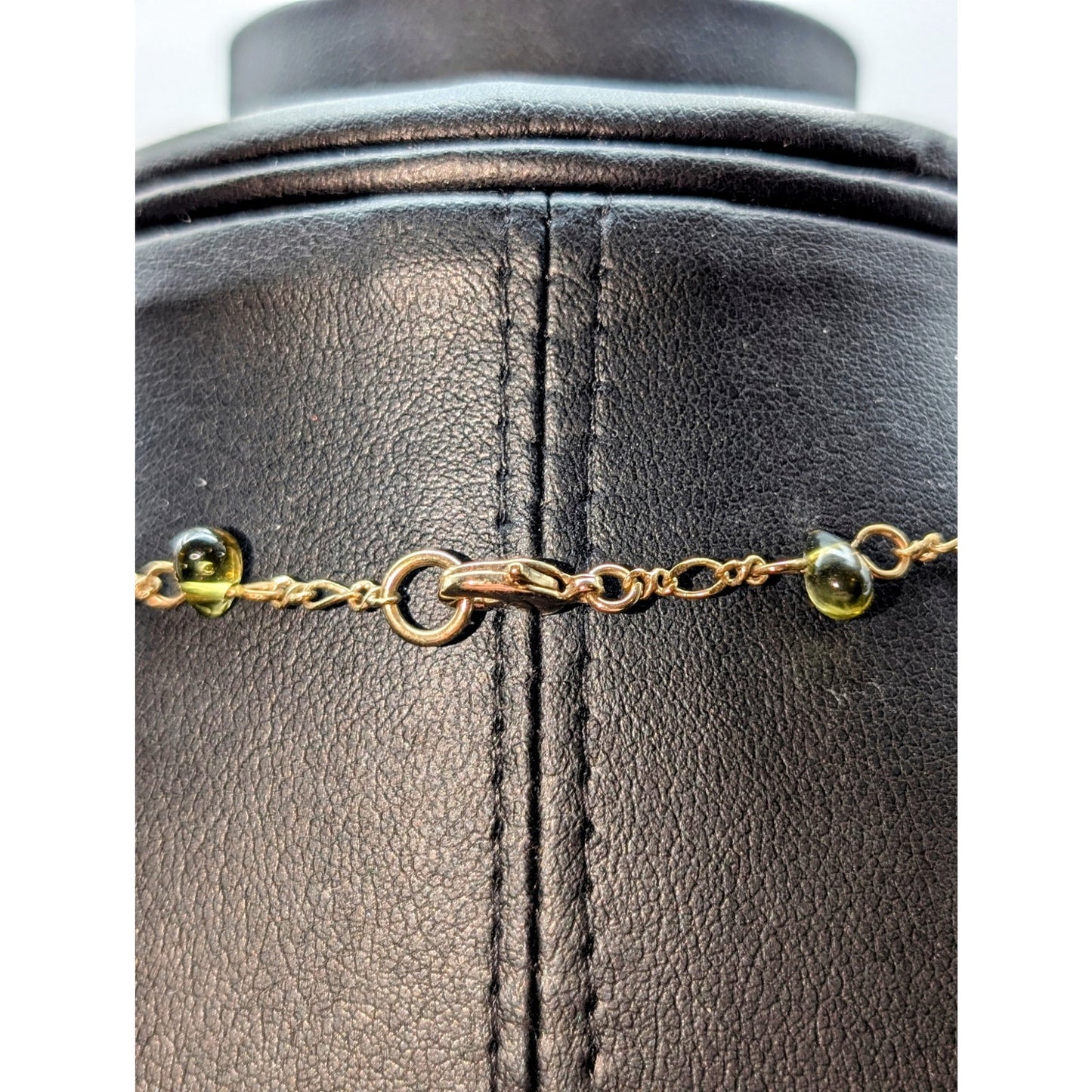 Gold Tone Purple Green Gold Glass Teardrop Bead Y Dangle 16.5" Necklace