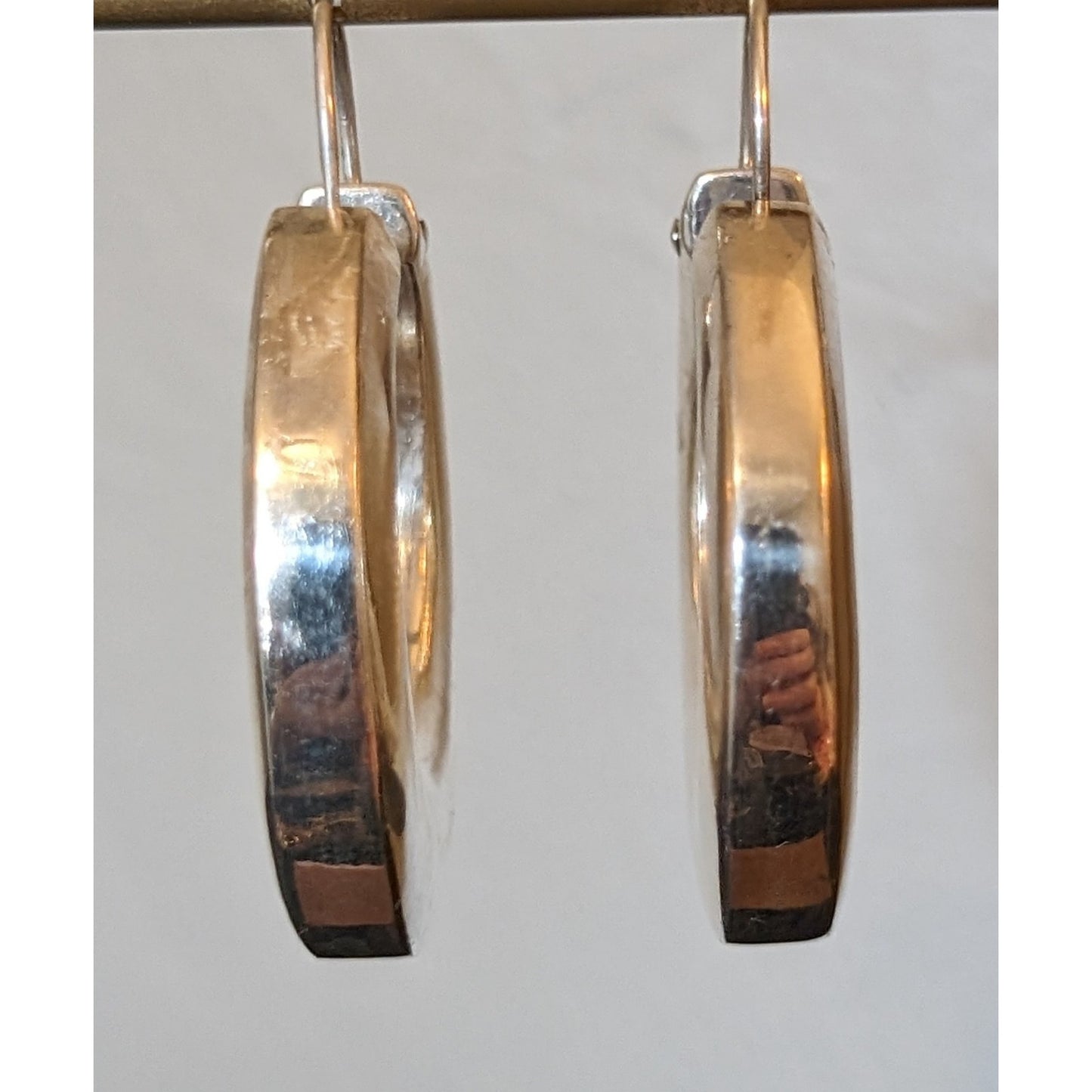 Vtg. Marked Mexico 950 Sterling Silver Basket Hook hick Gypsy Hoop Earrings 18g