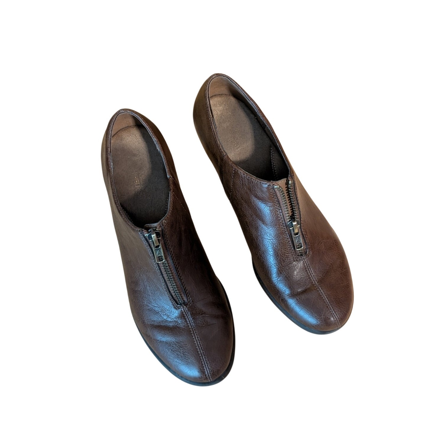 Aerosoles Heel Rest Brown Zip Front Faux Leather Ankle Boot Shoe Women's Size 8