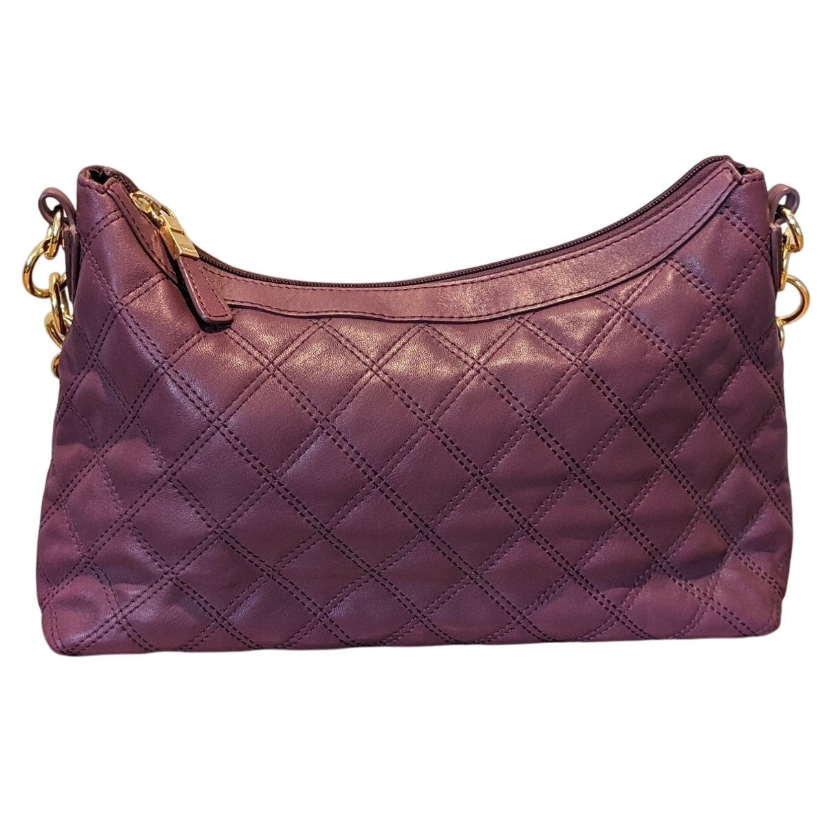 Talbot's Vintage Classic Quilted Wine Leather Chain Strap Shoulder Bag