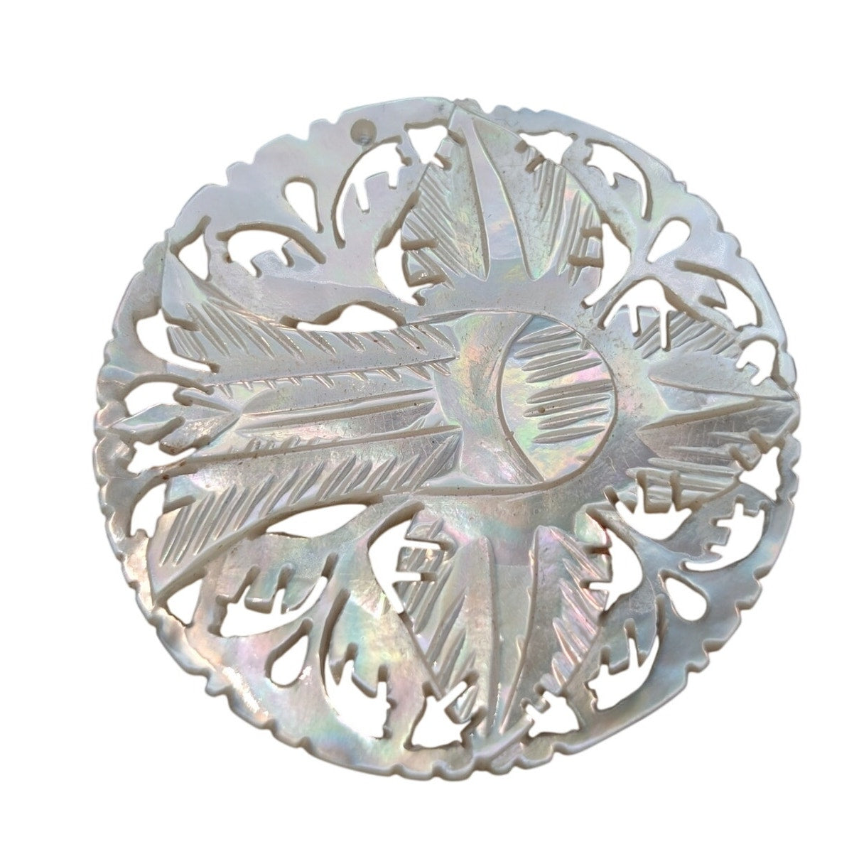 Vintage Hand Carved Orchid Flower Mother of Pearl Bethlehem Brooch