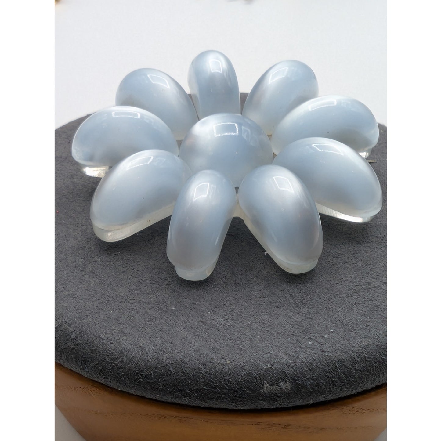 Vintage Pale Blue Moonglow Lucite Mid-Century Brooch