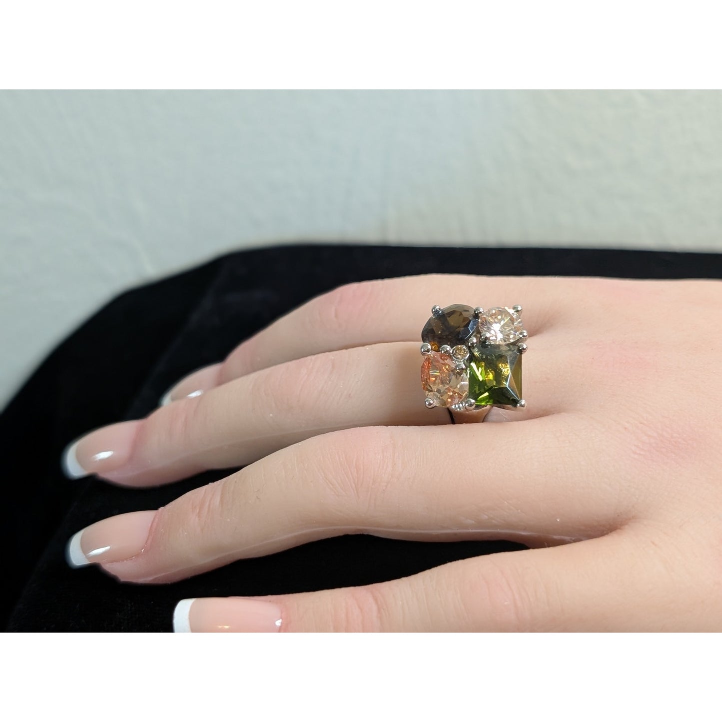 Vintage Avon Cluster Fruit Salad Statement Crystal Ring Size 9
