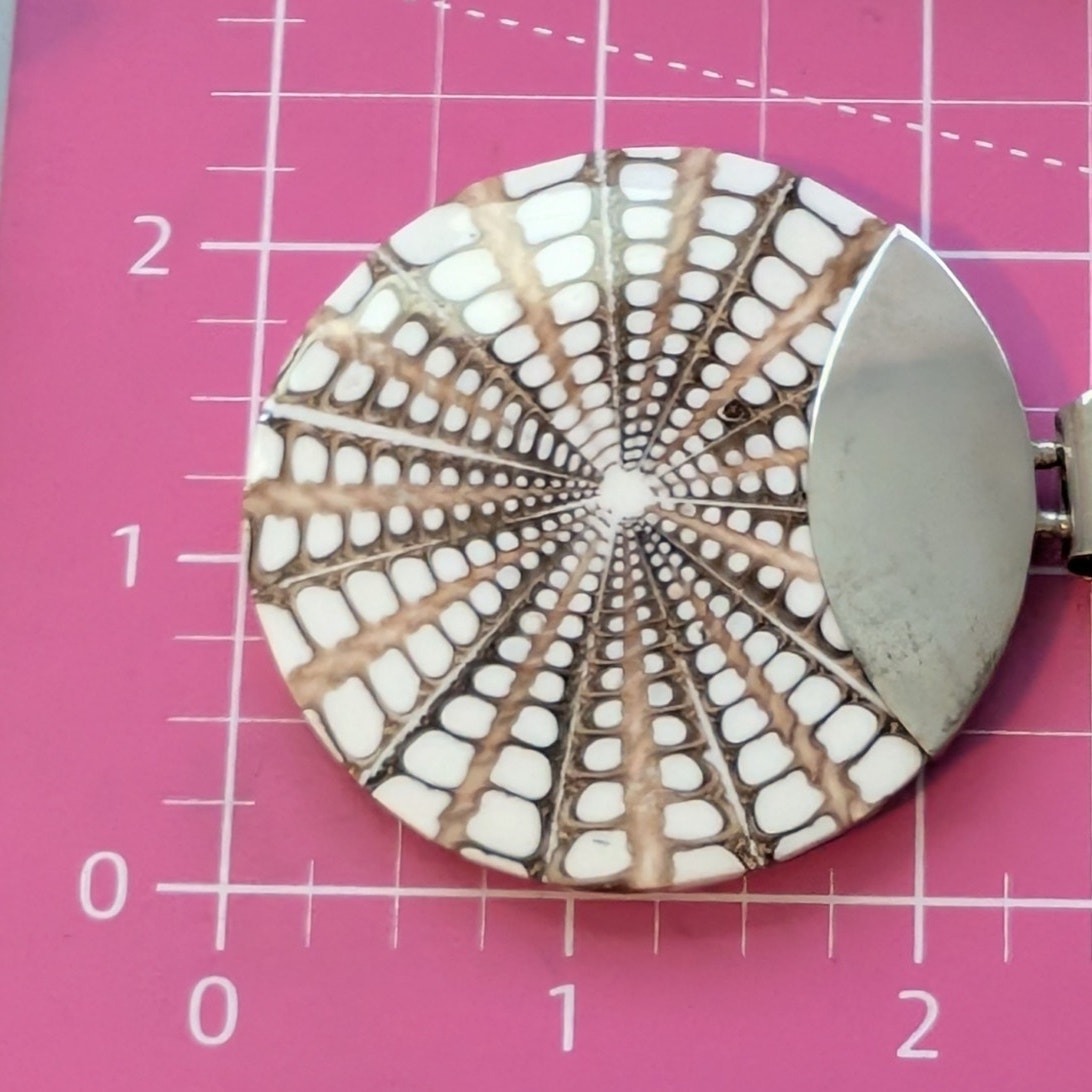 925 Sterling Silver 18" Omega Necklace W/ Nautilus Shell 925 Sterling Pendant