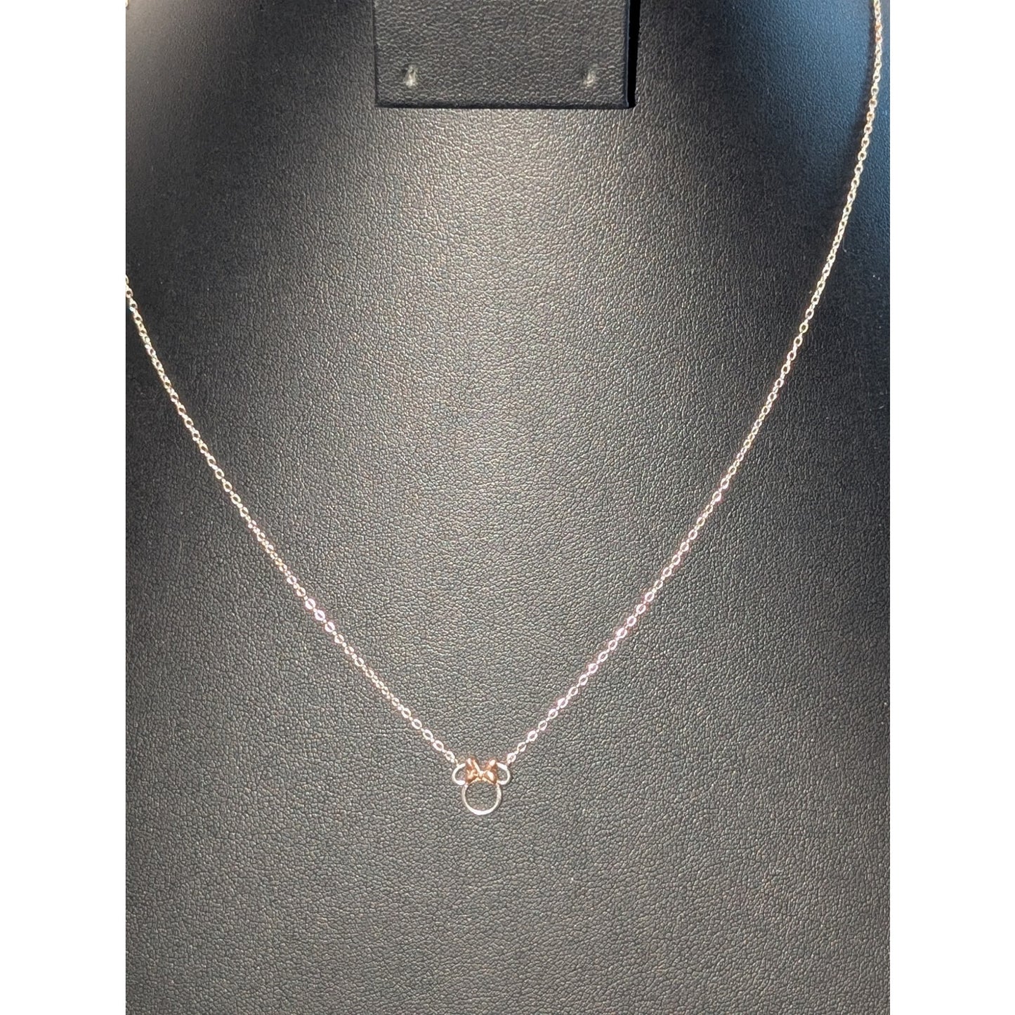 Disney 925 Sterling Minnie Mouse Necklace 16-18" Two Tone Marked LA CN Necklace