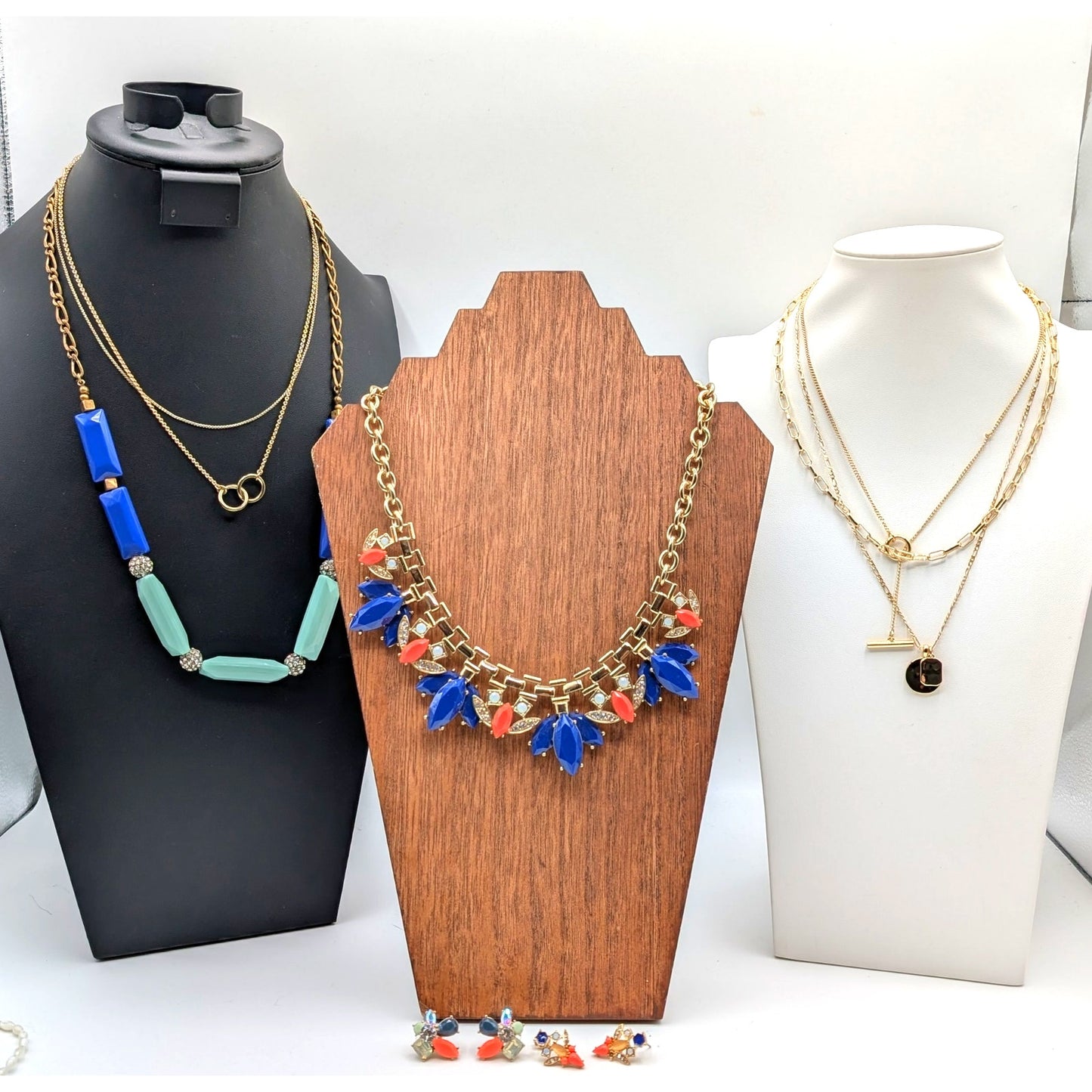 Lot of Three J.Crew Necklaces & One GV9 Avon Necklace W/ Matching Earrings