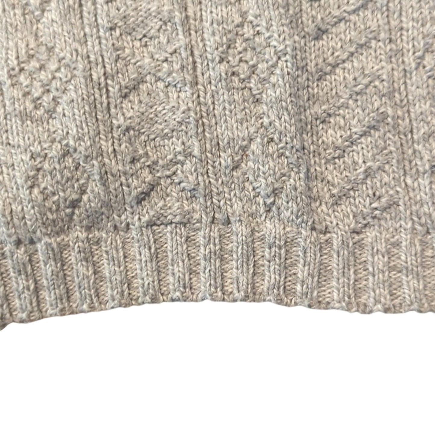 Woolrich Gray Knit V-Neck Sweater with Blue Stripe Chest Design Men's Size L