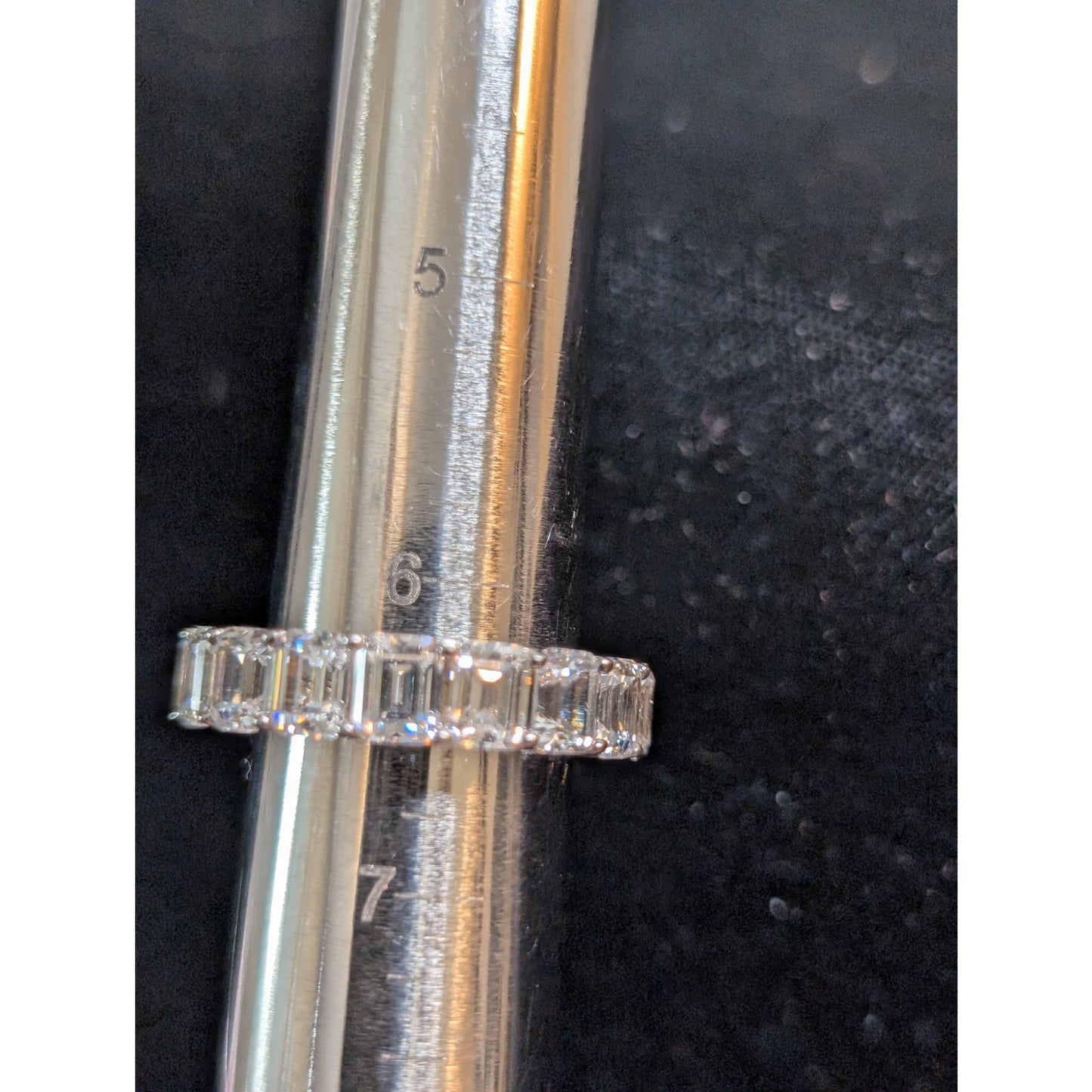 AB S925 Sterling Silver High Sparkle Baguette Full Circle CZ Ring Size 6.5