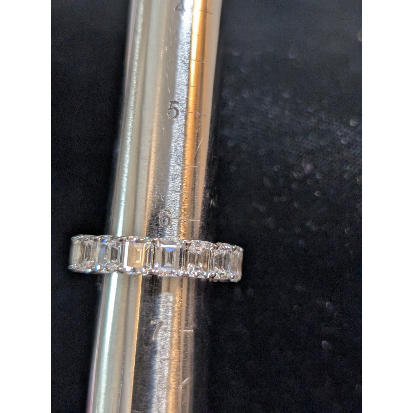 AB S925 Sterling Silver High Sparkle Baguette Full Circle CZ Ring Size 6.5