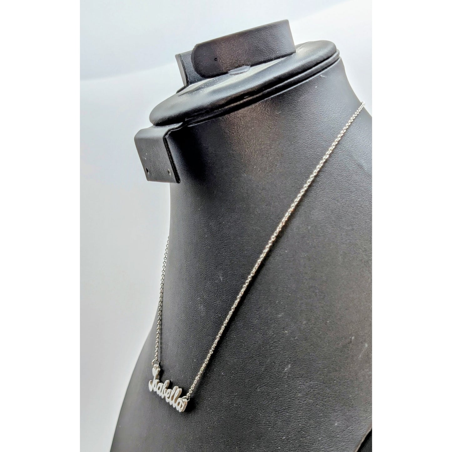 Silver Tone Cursive 'Isabella' Name 18" Necklace