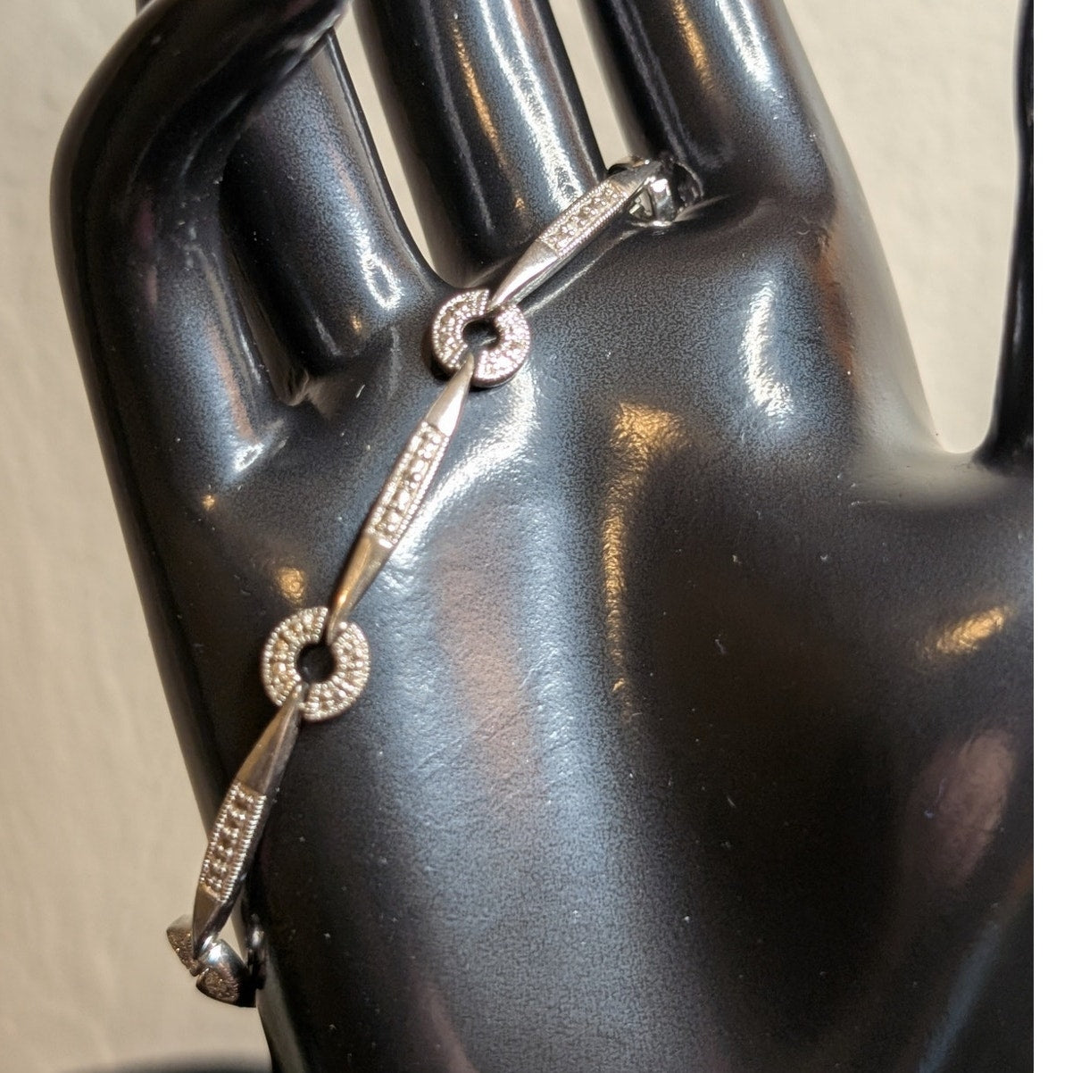 Silver Tone Circle Bar RL Tennis Bracelet