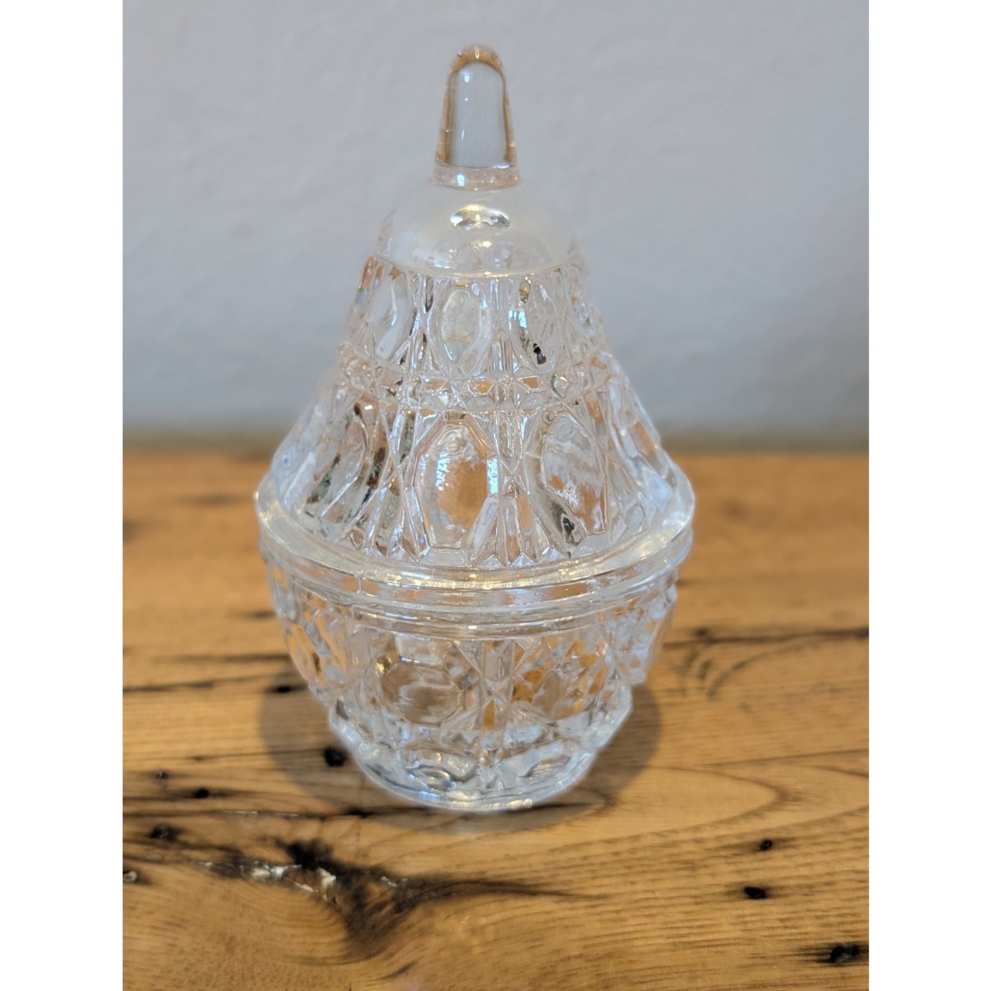 Anna Hutte Genuine Lead Crystal Pear Shaped Lidded Trinket Box Germany