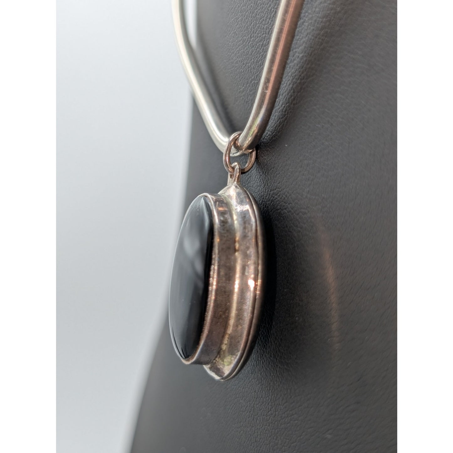 Vintage Black Stone 925 Sterling Silver Locket Pendant (Only)
