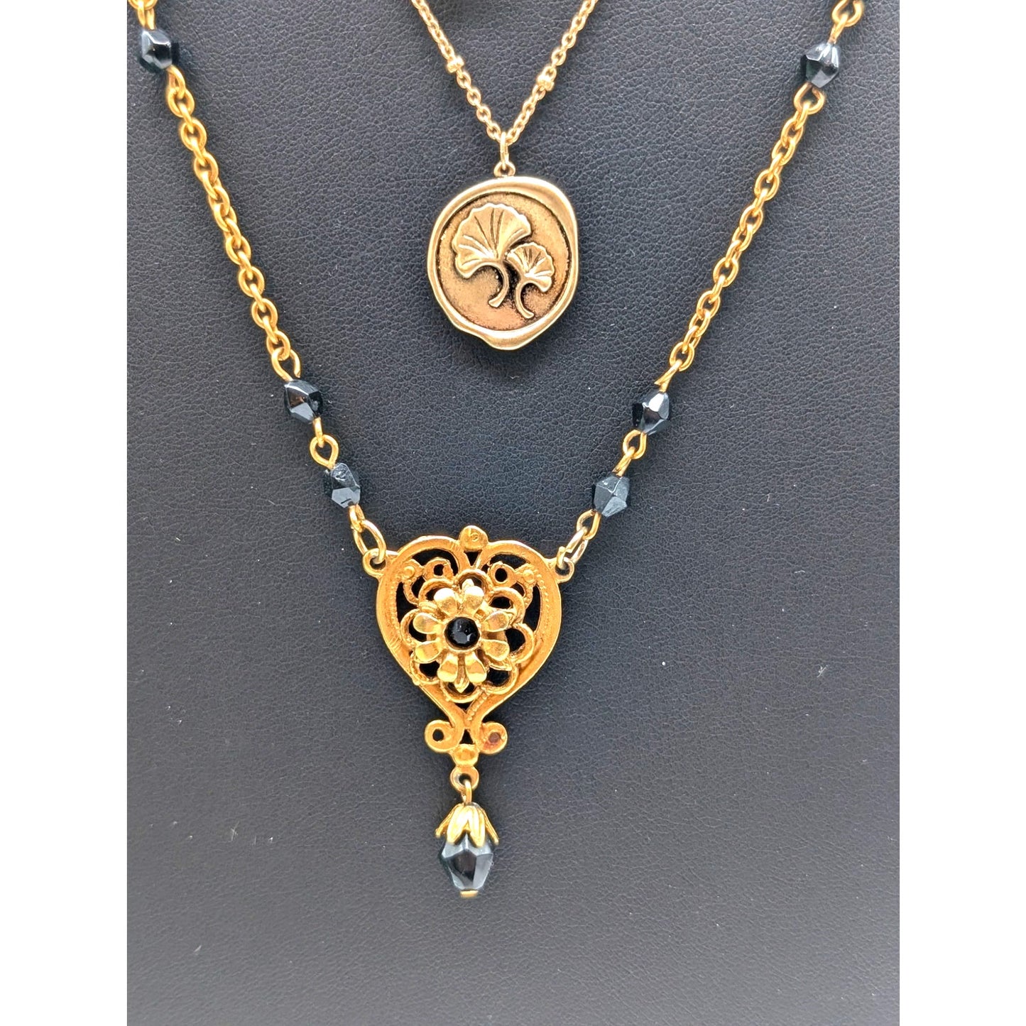 Lot of Four Gold Tone Floral Theme Beaded Necklaces