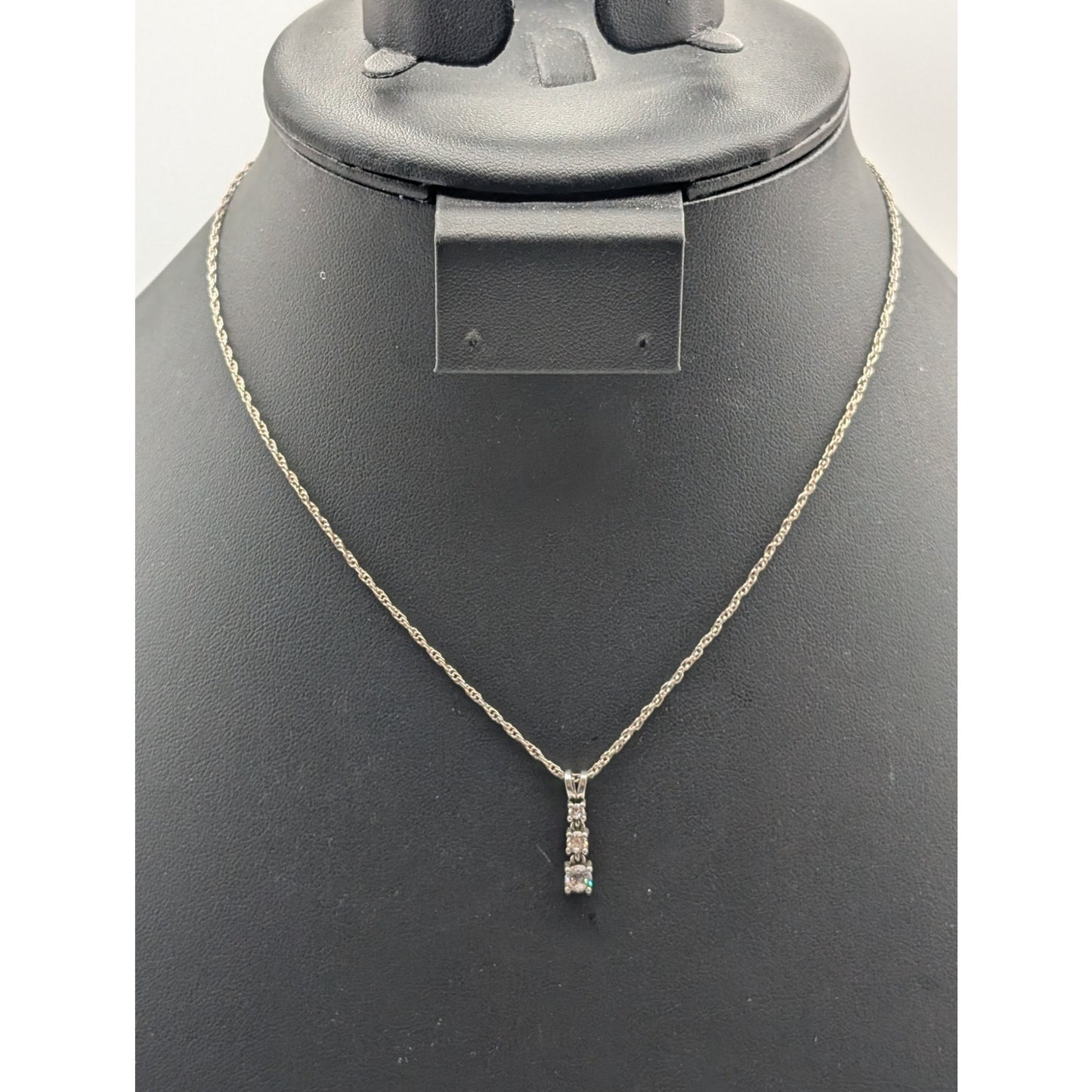 Vintage 925 Sterling Three Graduated Articulated CZ Pendant Chain Necklace