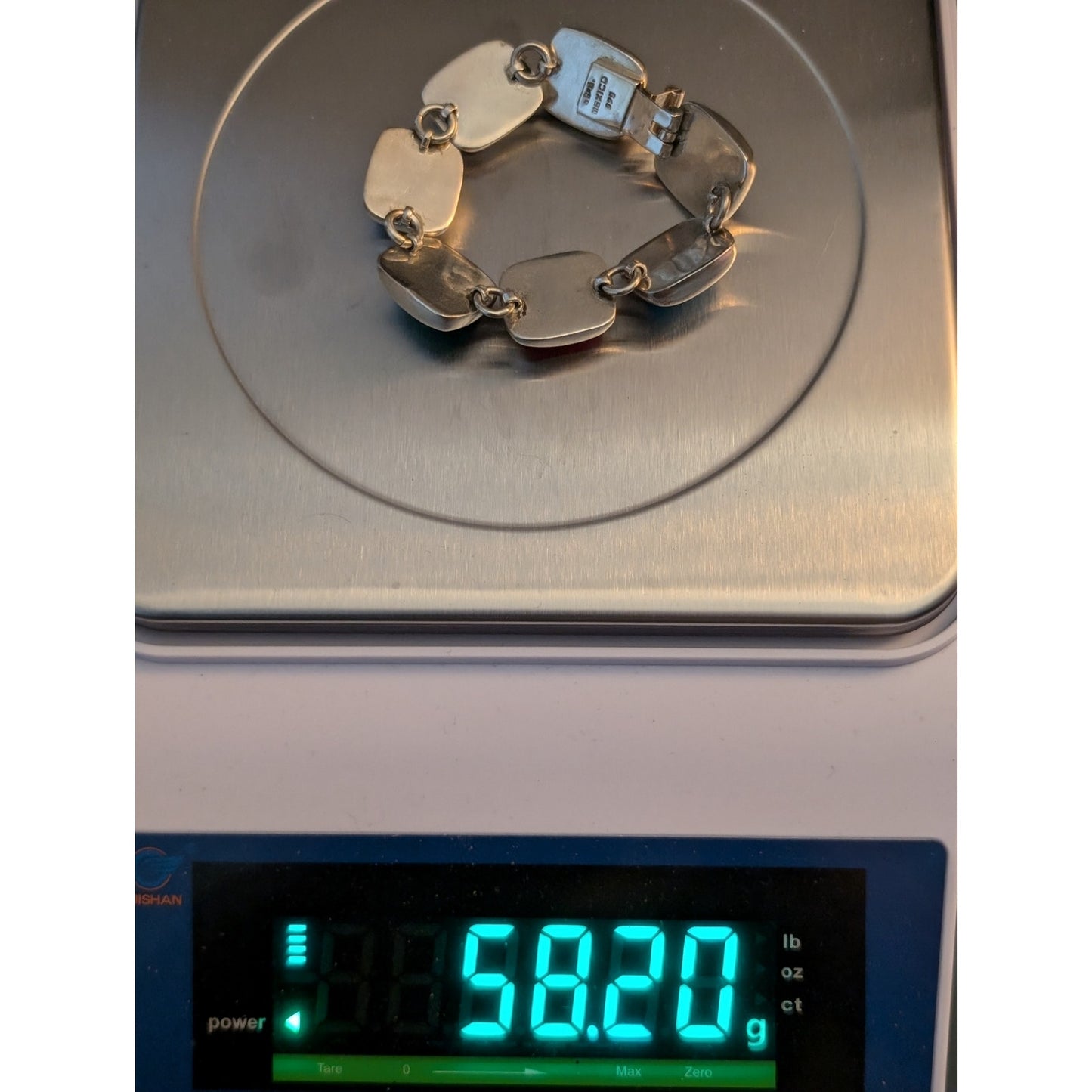 Taxco Mexico 925 Sterling Seven Stone Chunky Thick Link Bracelet