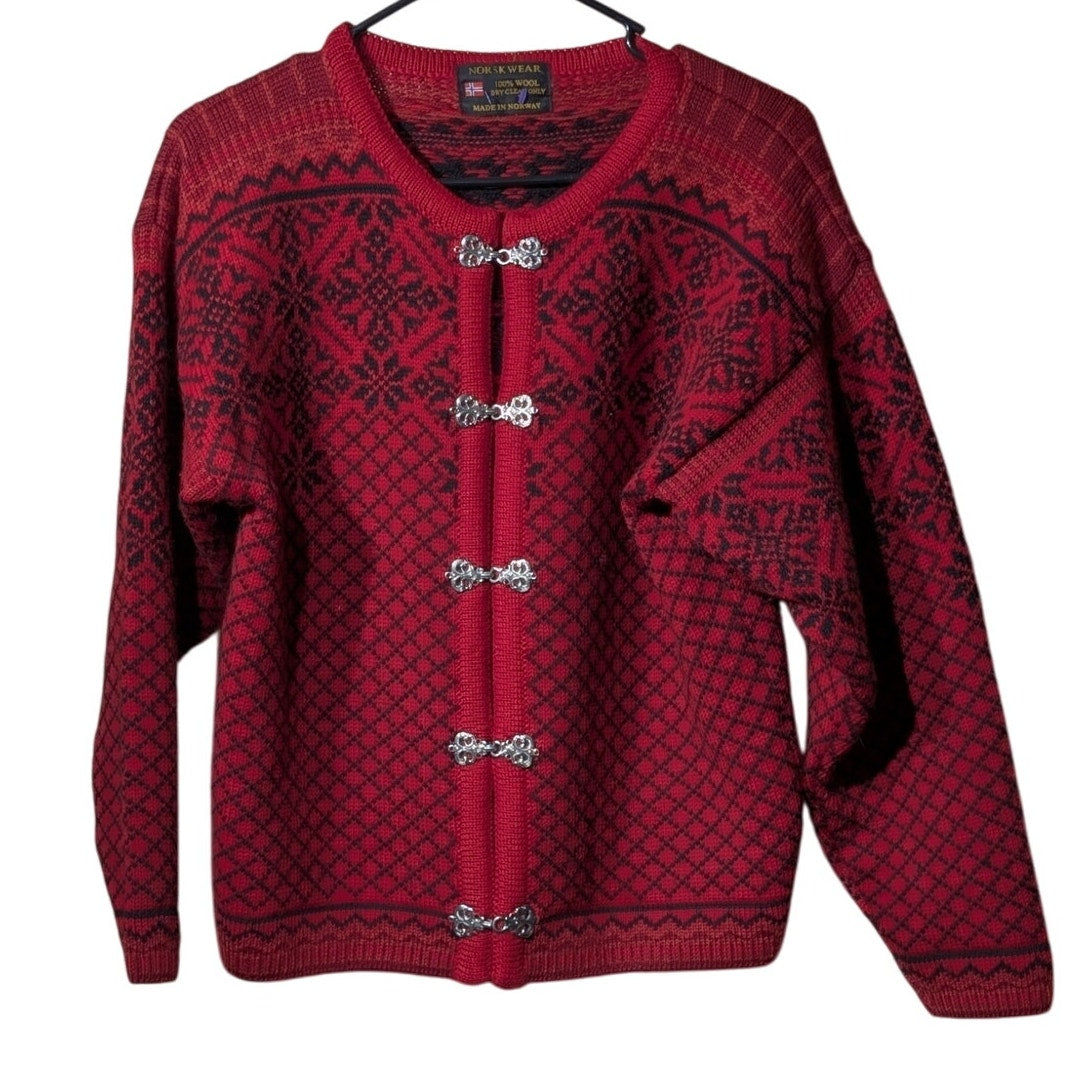 NORSKWEAR Nordic Red Wool Norwegian Cardigan Women's Size XS (Estimate)