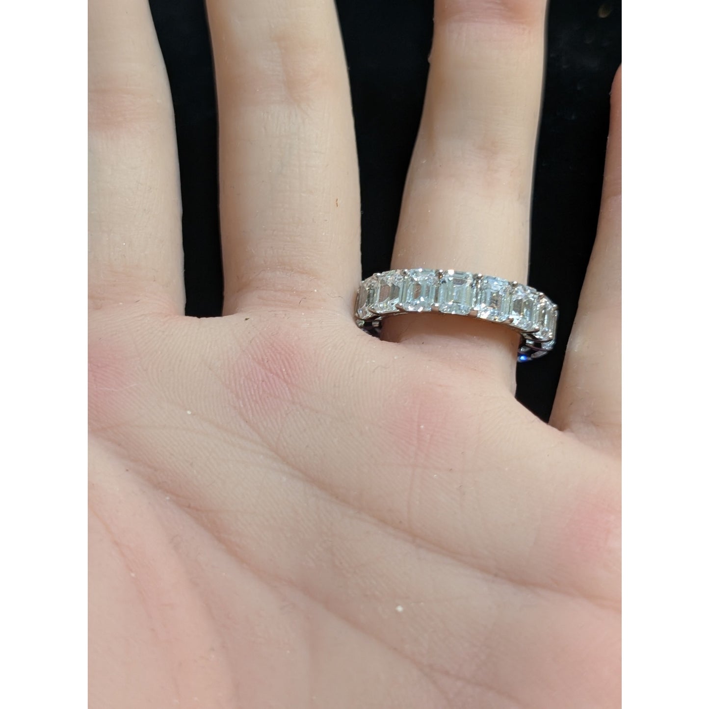 AB S925 Sterling Silver High Sparkle Baguette Full Circle CZ Ring Size 6.5