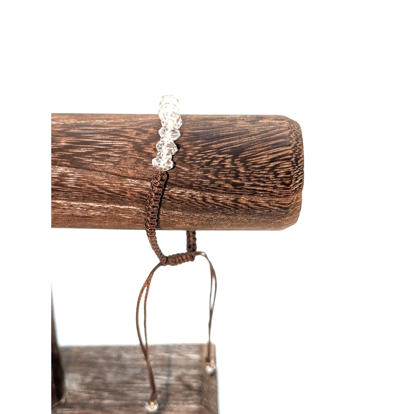 Glass Crystal Beaded Brown Cord Adjustable Cord Bracelet