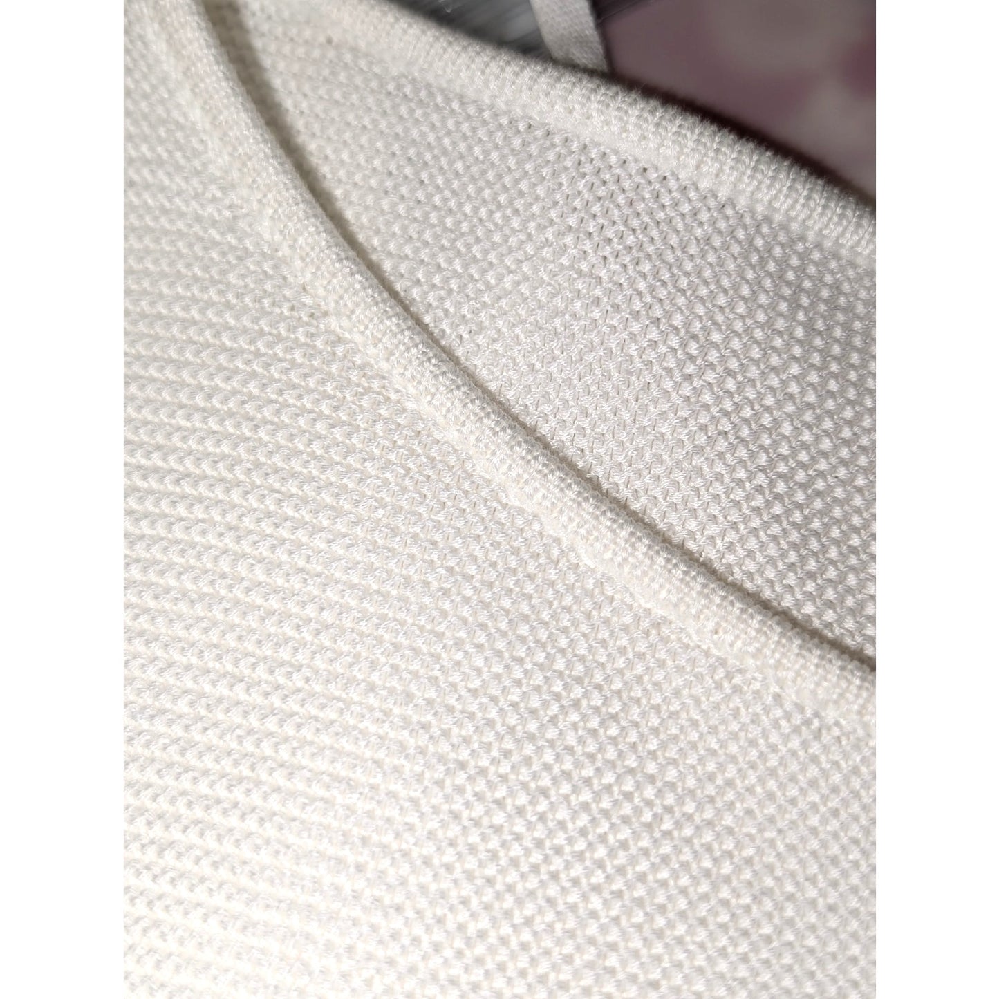 COS White 100% Cotton Knit Front Pocket Detail Slightly Cropped Sleeve Sweater S