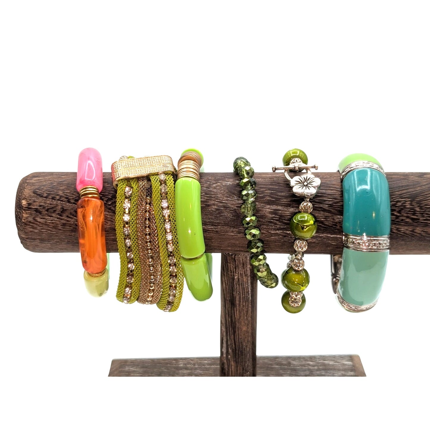 Lot of Six Green Blue Fresh Colorful Bracelets