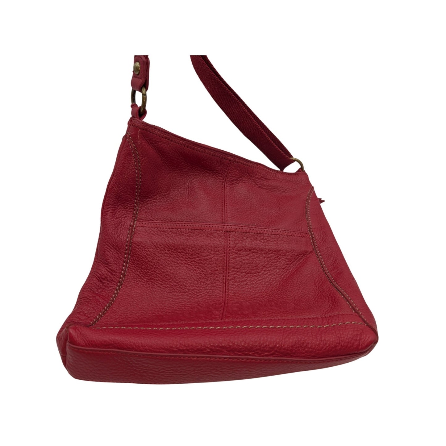 The Sak Red Pebbled Leather Canvas Adjustable Strap Crossbody Purse