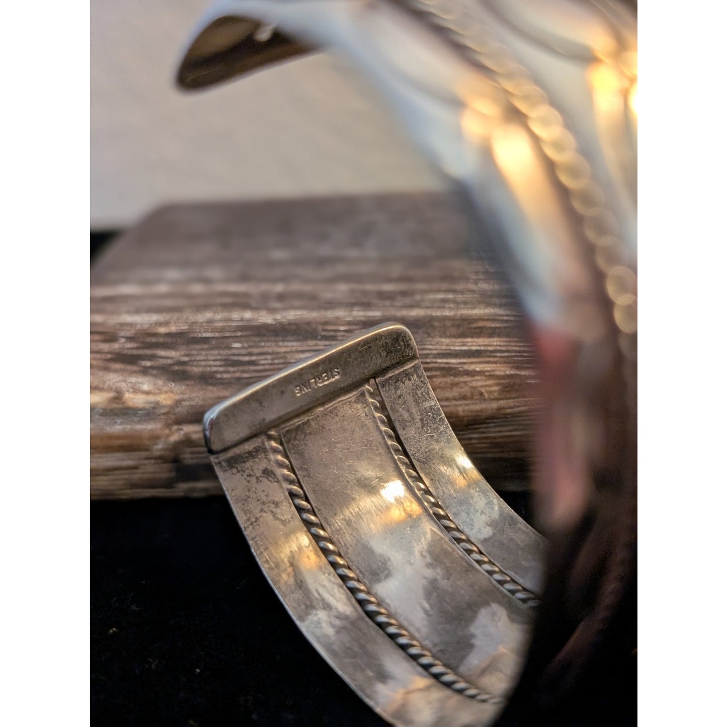 Vintage Native American Style 925 Sterling Silver 1" Wide Cuff Bracelet