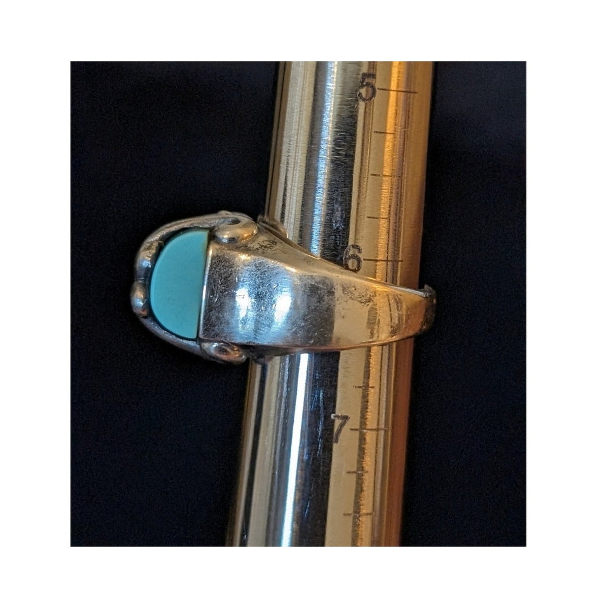Southwestern Sterling Silver Swirl Filigree Wrapped Turquoise Ring Size 6.25
