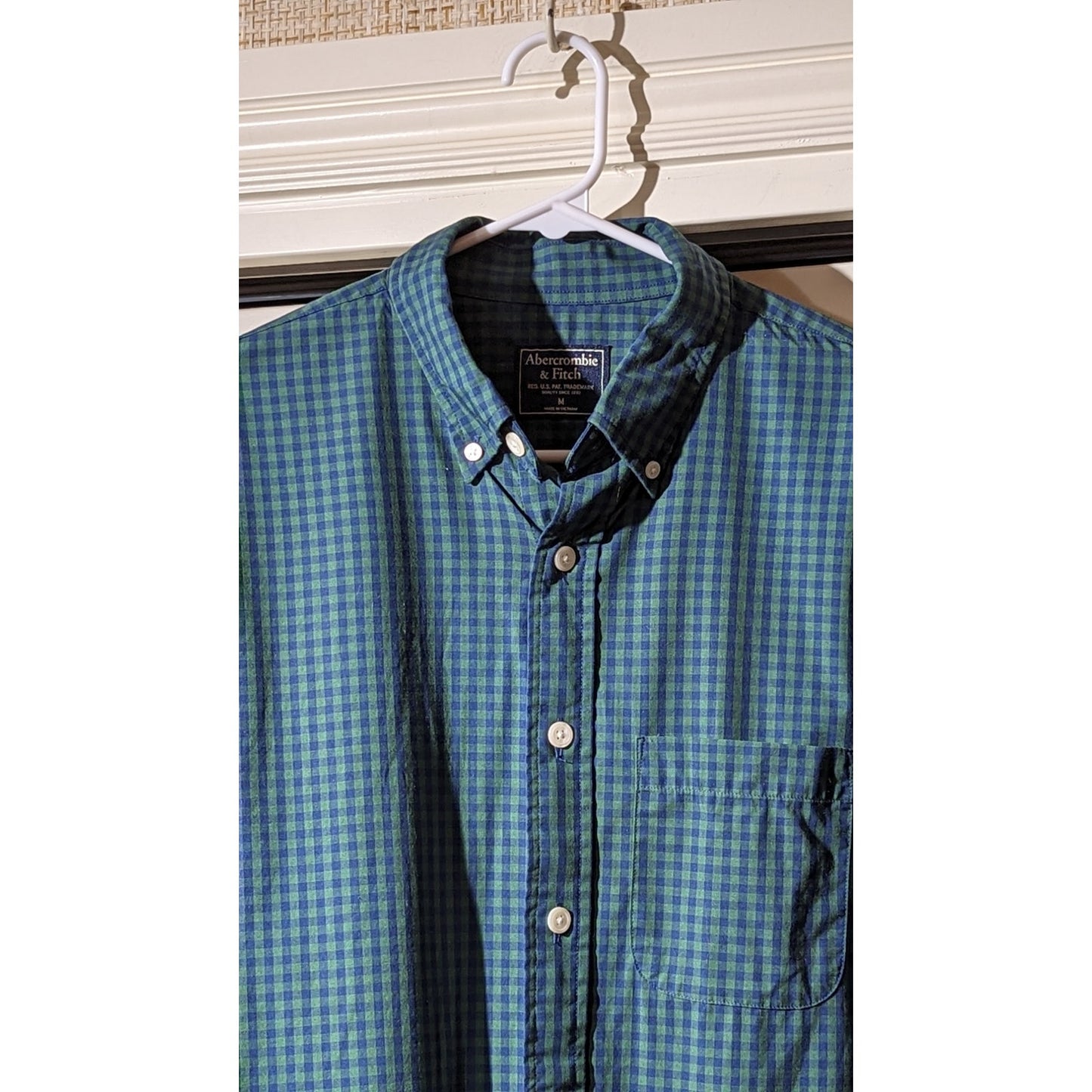 Abercrombie & Fitch Green/Navy Check Men's Button Down Shirt Size M