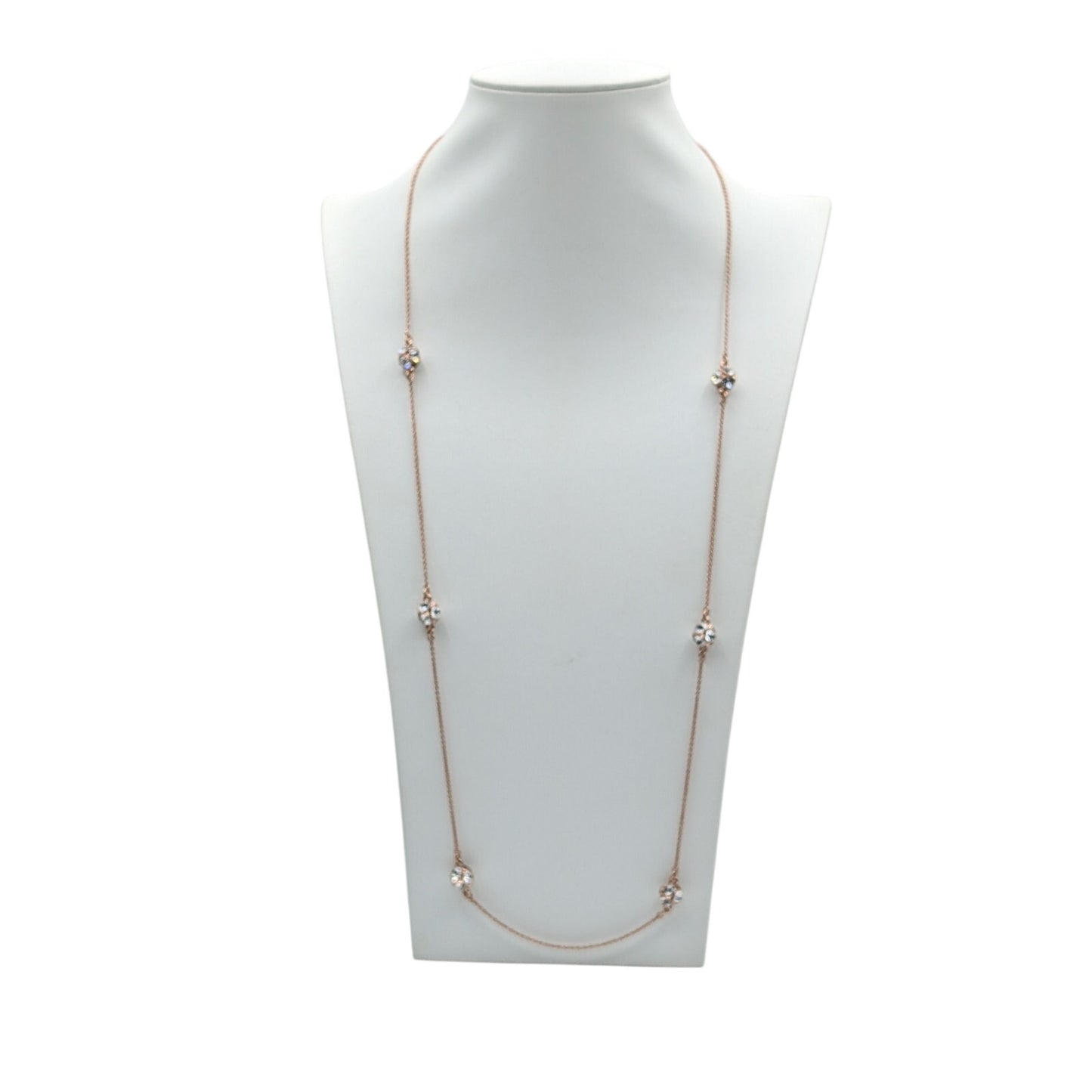 Kate Spade Rose Gold Tone & Crystal "Lady Marmalade Scatter Necklace" 32"-35"