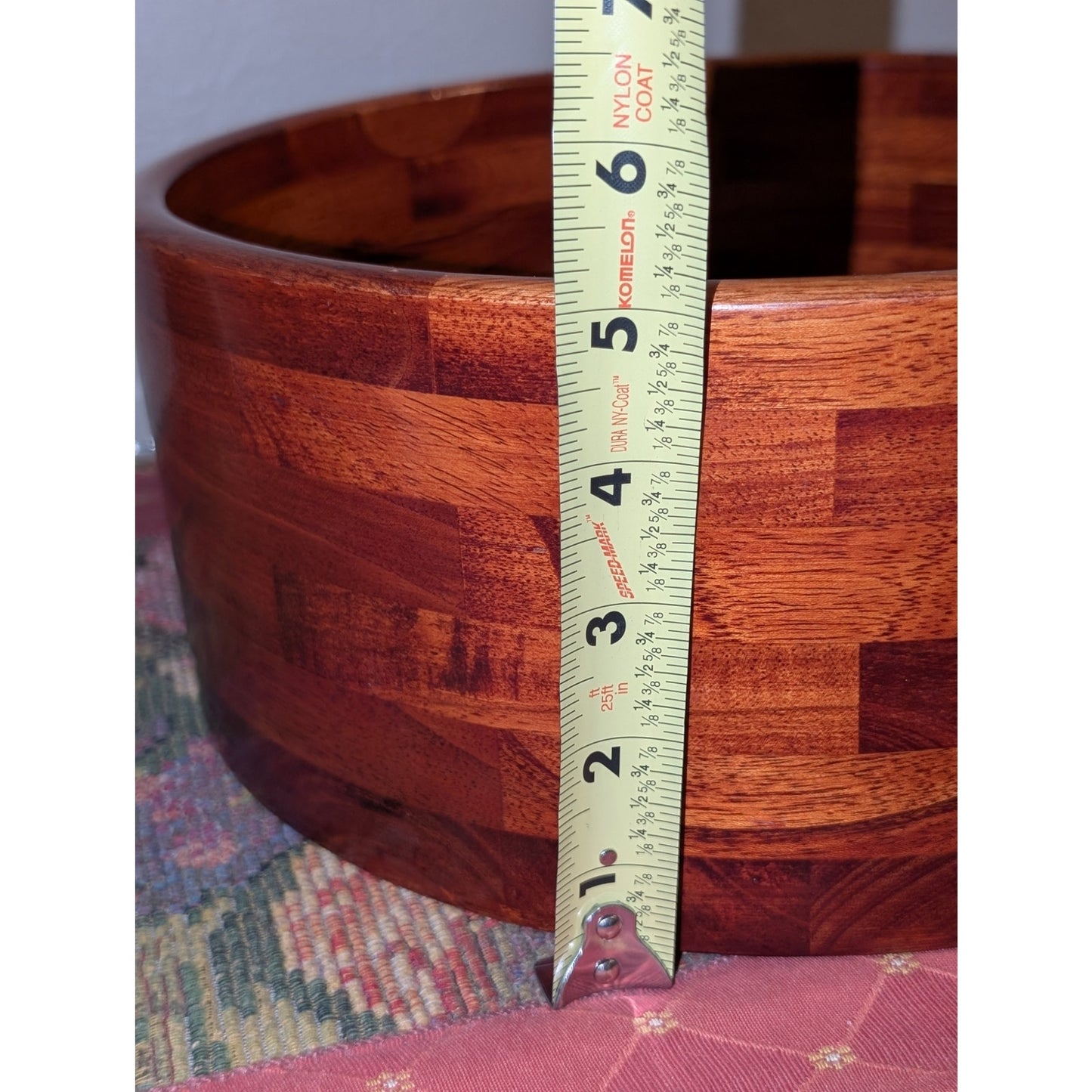 Large Hand Turned Solid Wooden Salad Fruit Bowl 12" Round X 5" Tall
