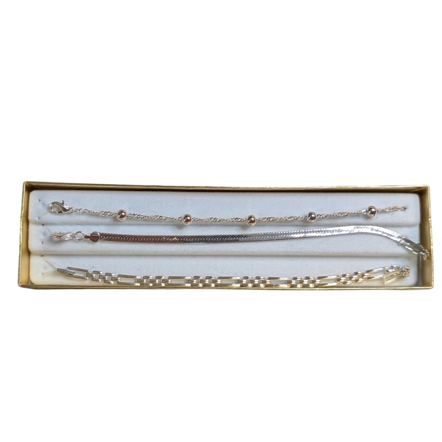 Three Silver Tone Chain Bracelets NWT