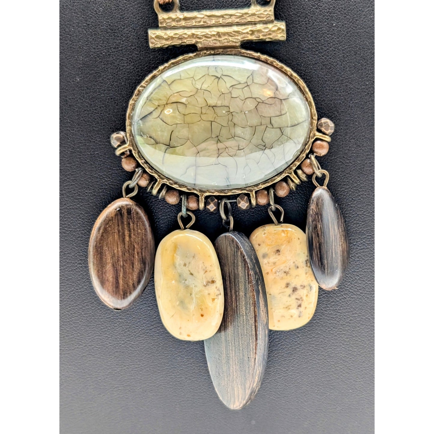 NWT Premier Designs Rockport Natural Earthy Boho Stone Adjustable Cord Necklace