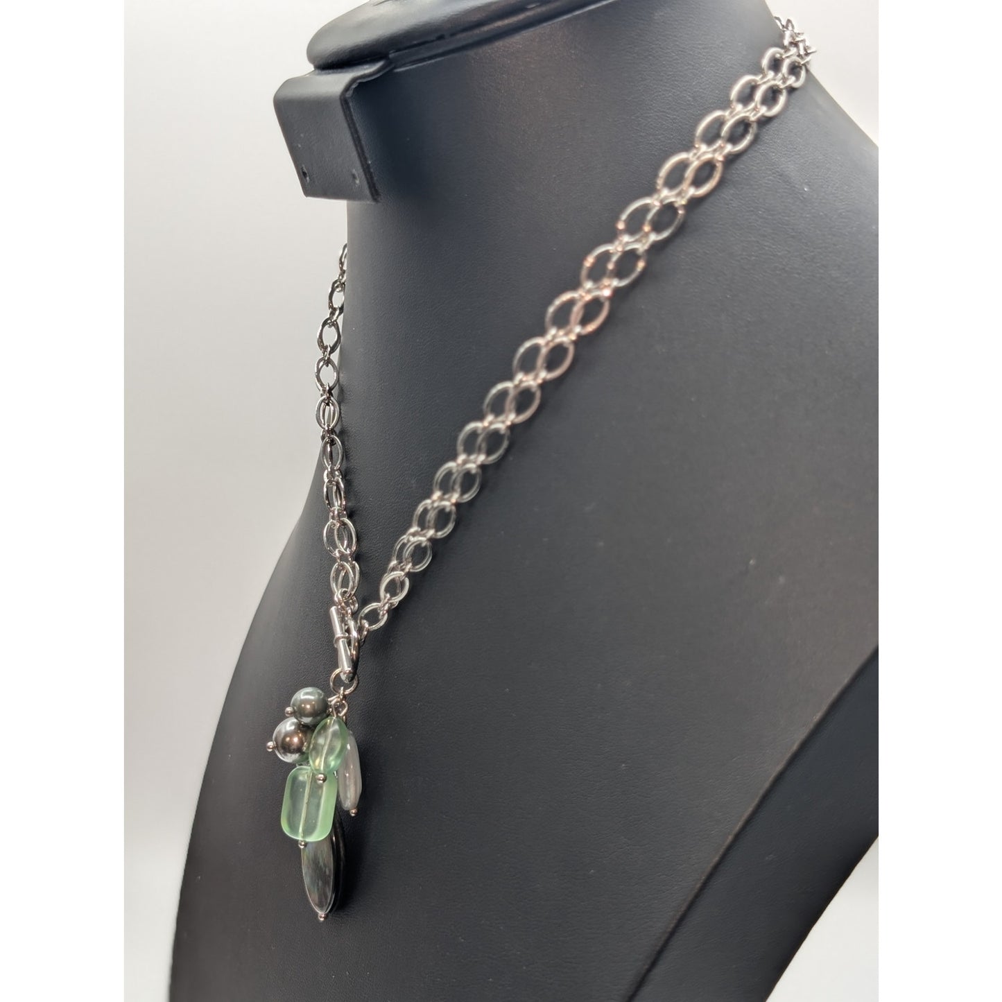 Lia Sophia Toggle Front Double Strand Silver Tone 'Pistachio' Cluster Necklace