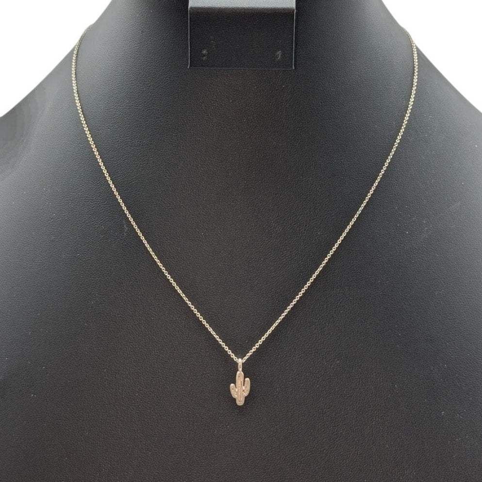 925 Sterling Silver Cactus Pendant Chain 16.25"-18.25" Necklace
