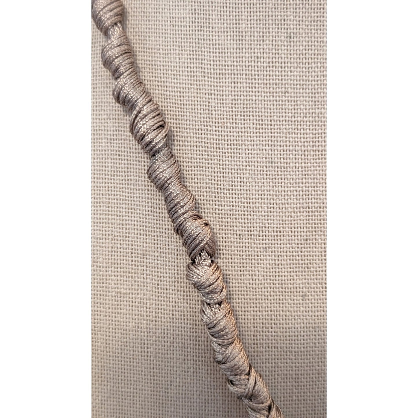 Designer Made in Italy Khaki Natural Linen & Large Baroque Pearl Tassel Necklace