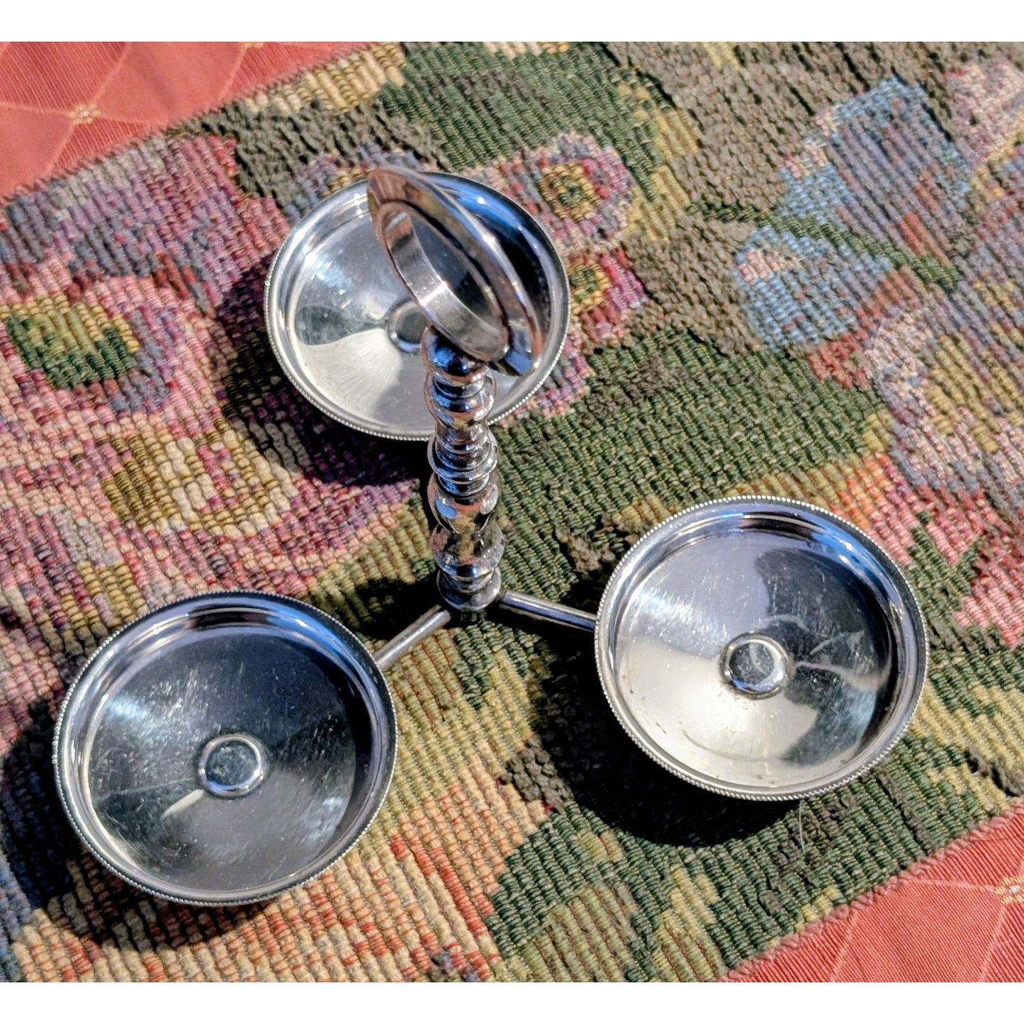 Vintage Silver Plated 3 Condiment Caddy Holder PM ITALY