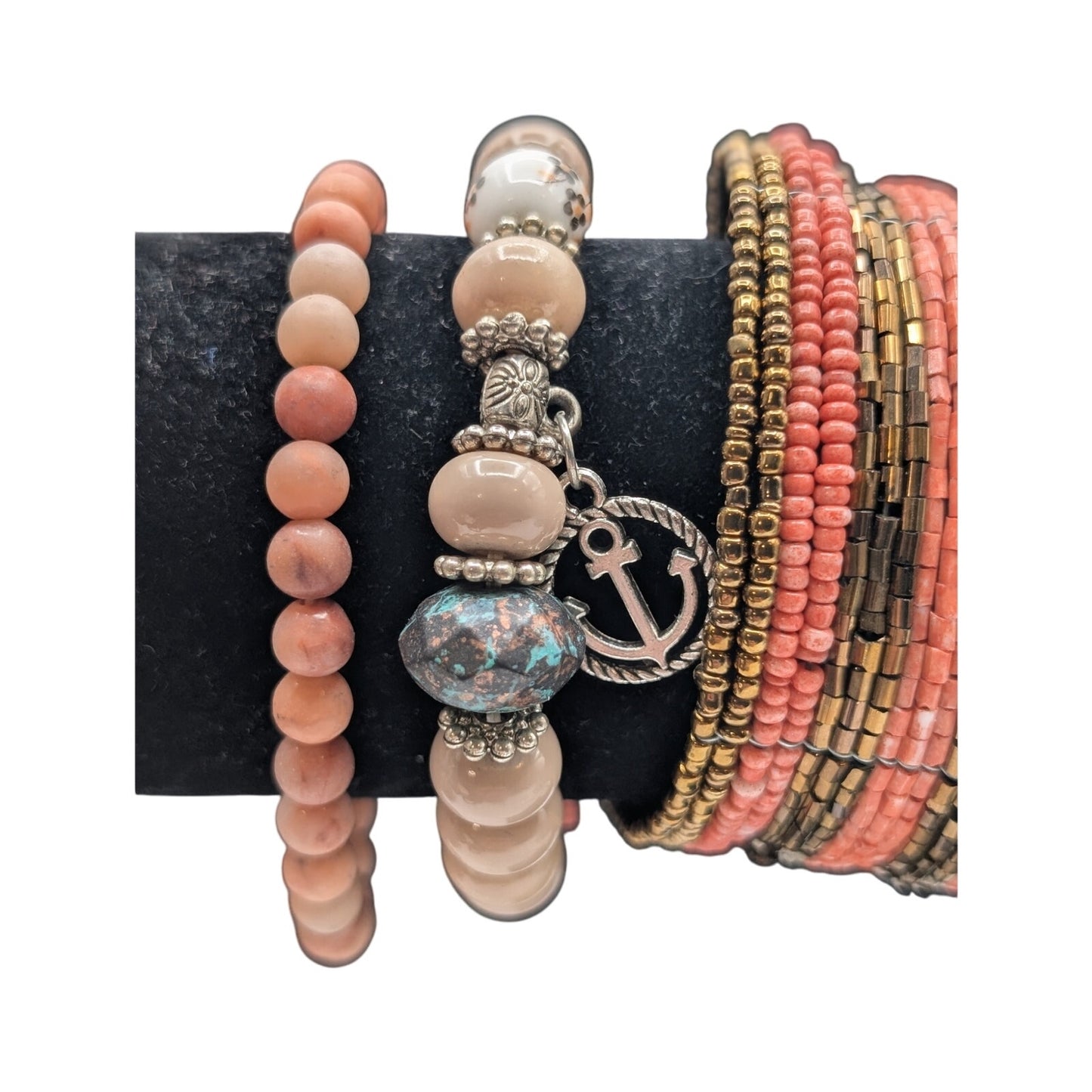 Lot of Nine Mint Coral Bracelets
