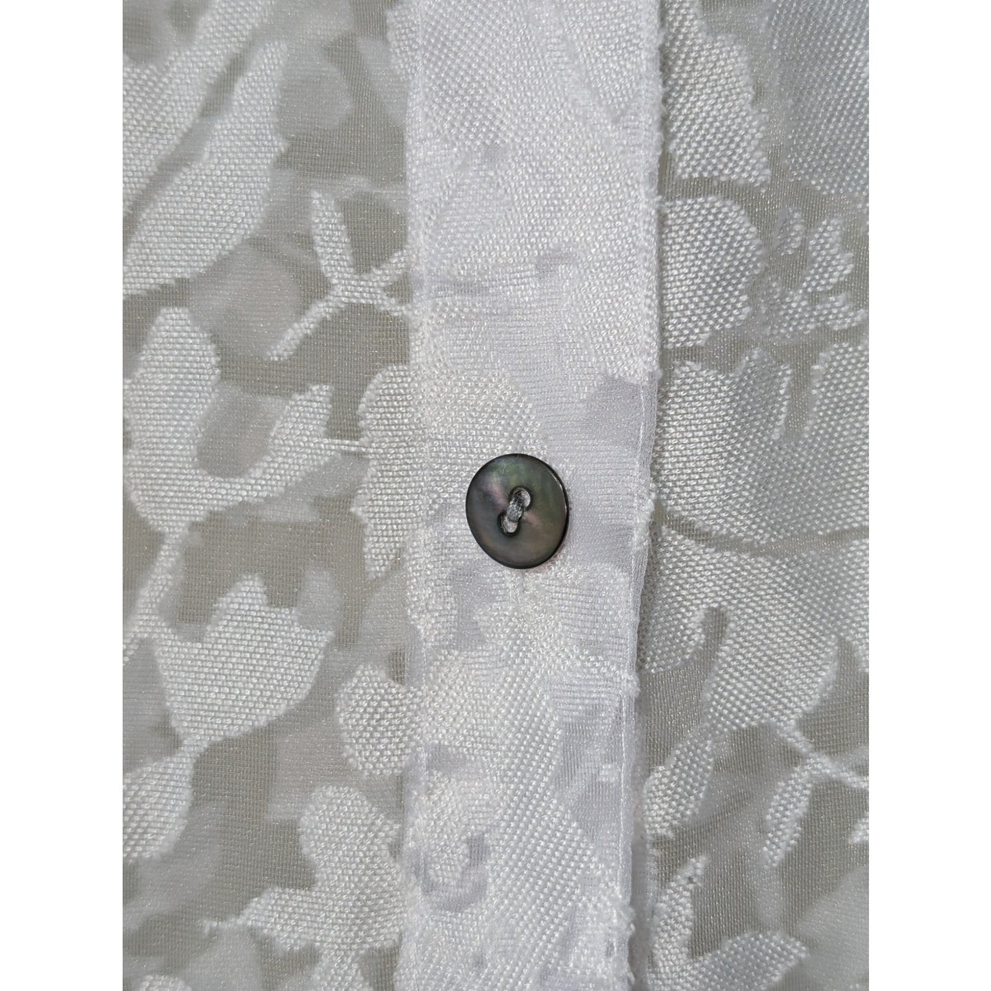 Notations Vintage White Cut Out Lace Button Front 3/4 Length Sleeves Shirt Sz XL