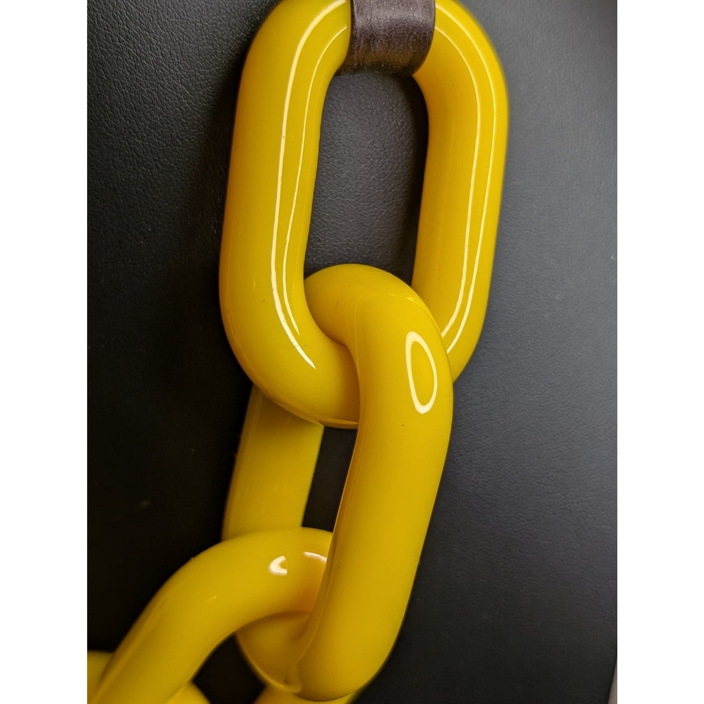 RARE Stamped BEN AMUN Yellow Lucite Large Cuban Link Chain 22" Necklace