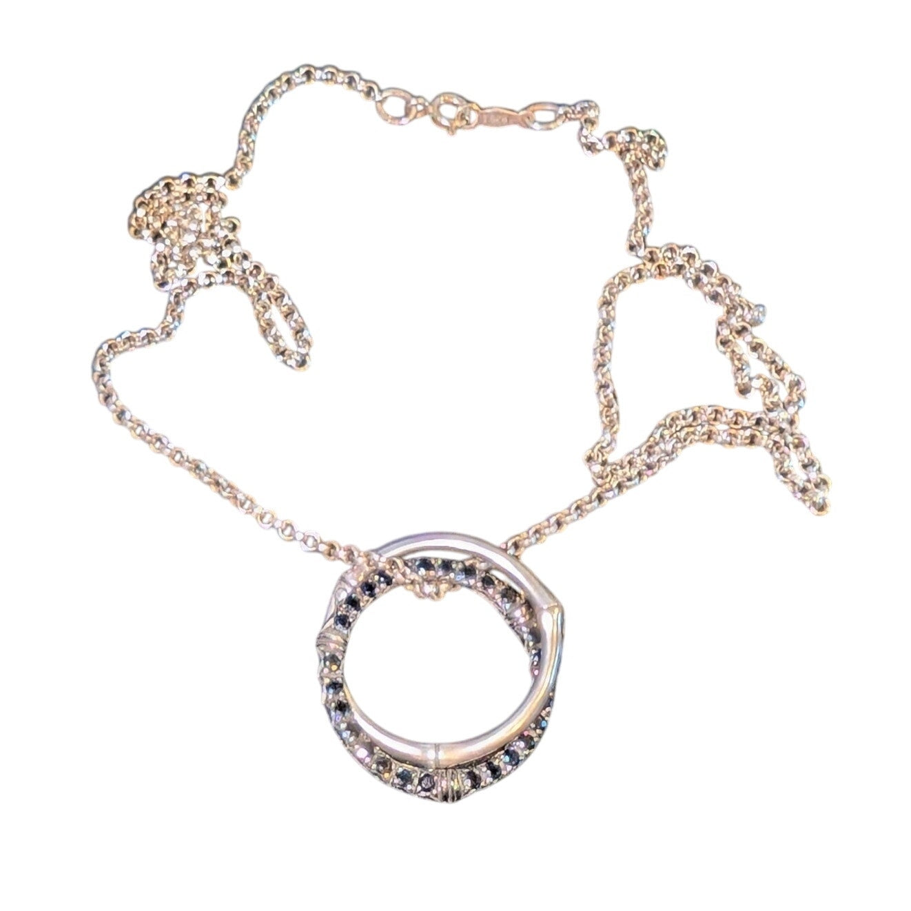 John Hardy Bamboo Collection 925 Sterling Silver Black Sapphire 19.75" Necklace