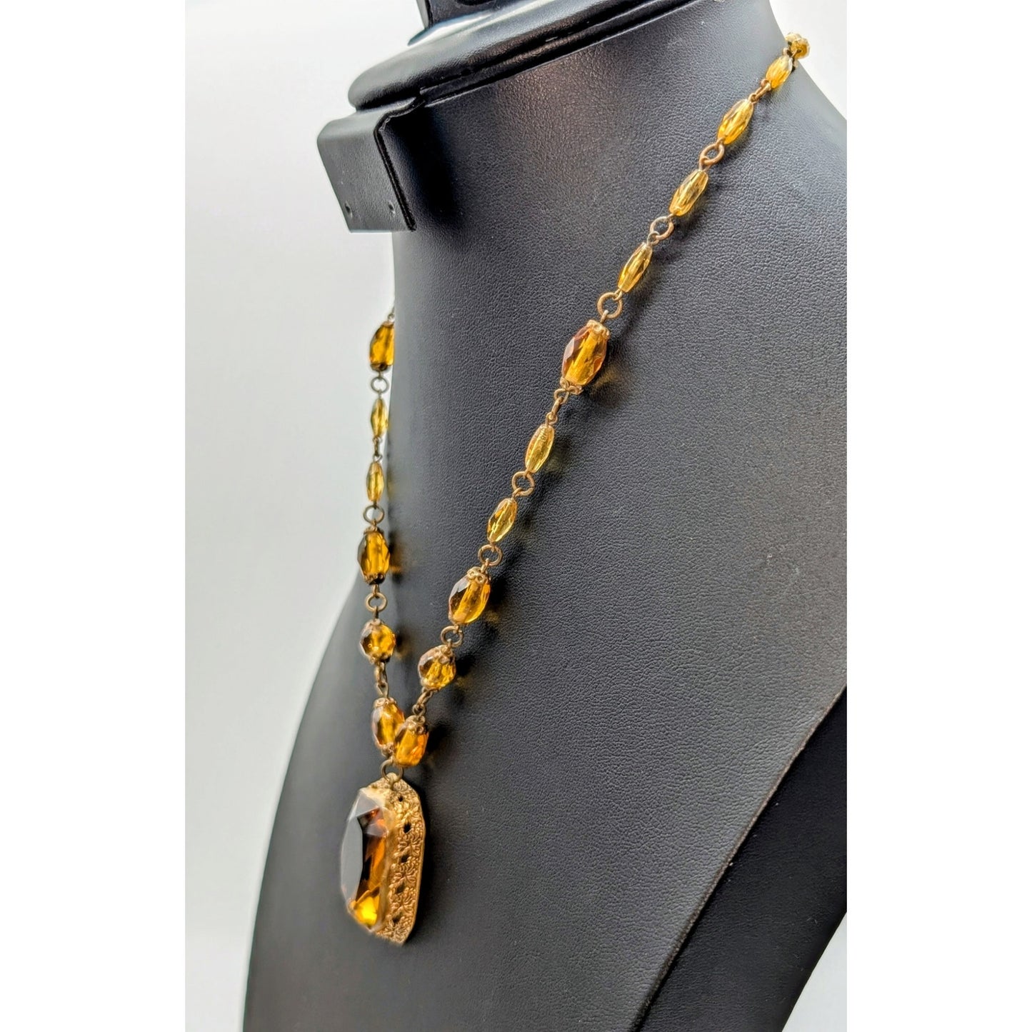 Vintage Antique Signed Czech Edwardian Nouveau Bohemian Glass Choker Necklace