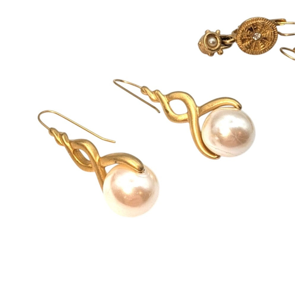 Lot of Four Pair Brushed Gold Tone Earrings