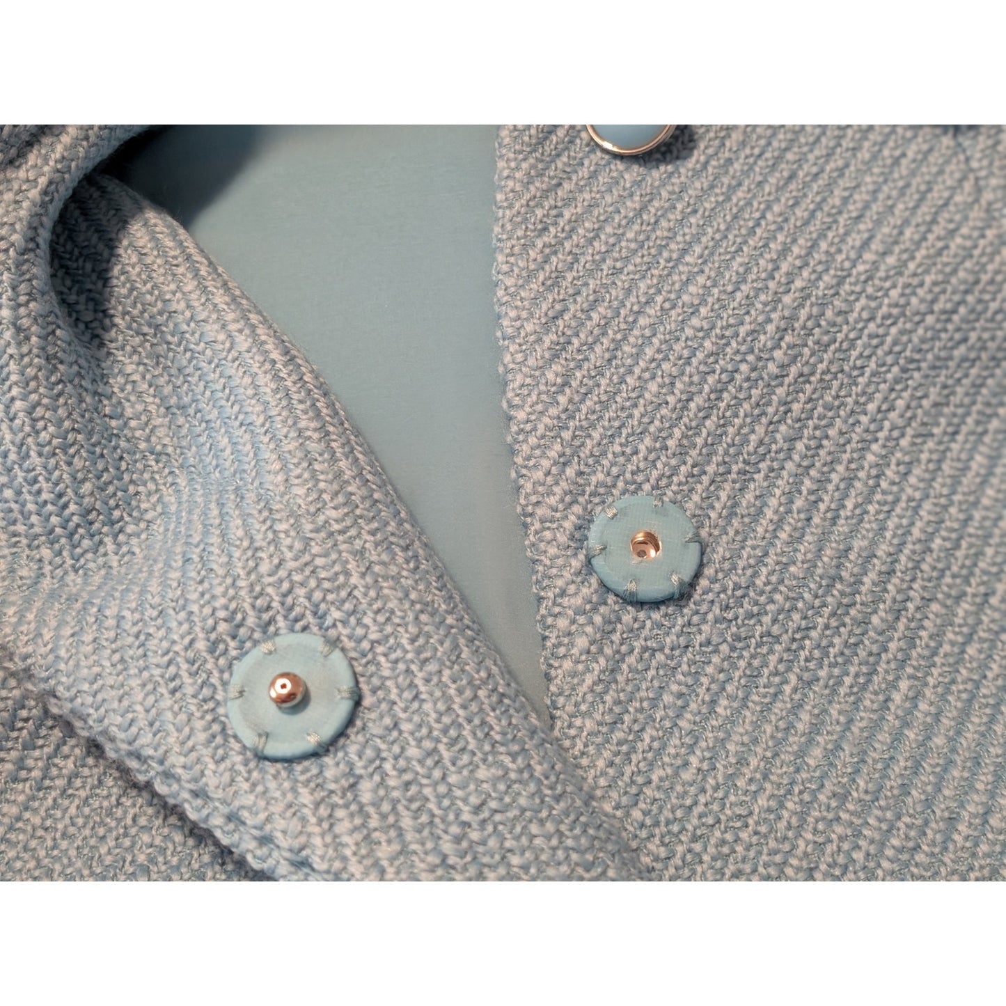 Talbots Black Label Robin's Egg Blue Mid-Century Style Wool Jacket Sz Approx L P