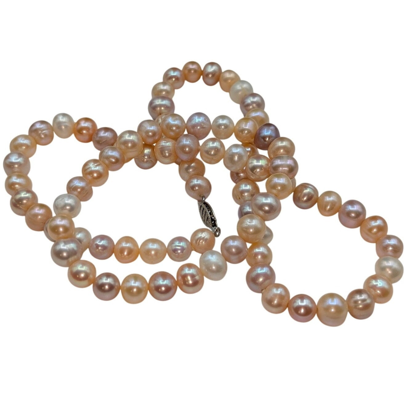 925 Sterling Silver Clasp 12mm Natural Freshwater Pearl 18" Necklace & Bracelet