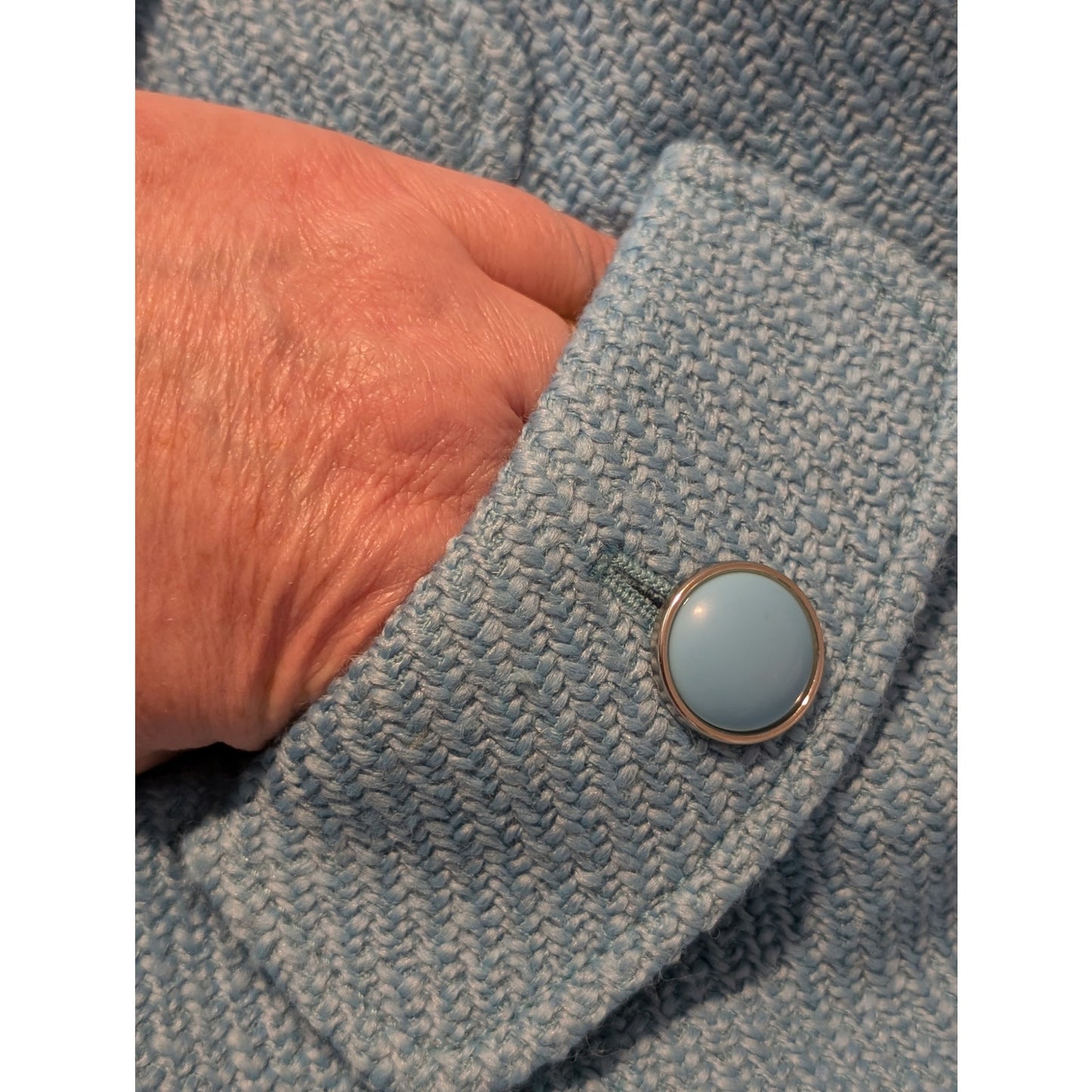 Talbots Black Label Robin's Egg Blue Mid-Century Style Wool Jacket Sz Approx L P